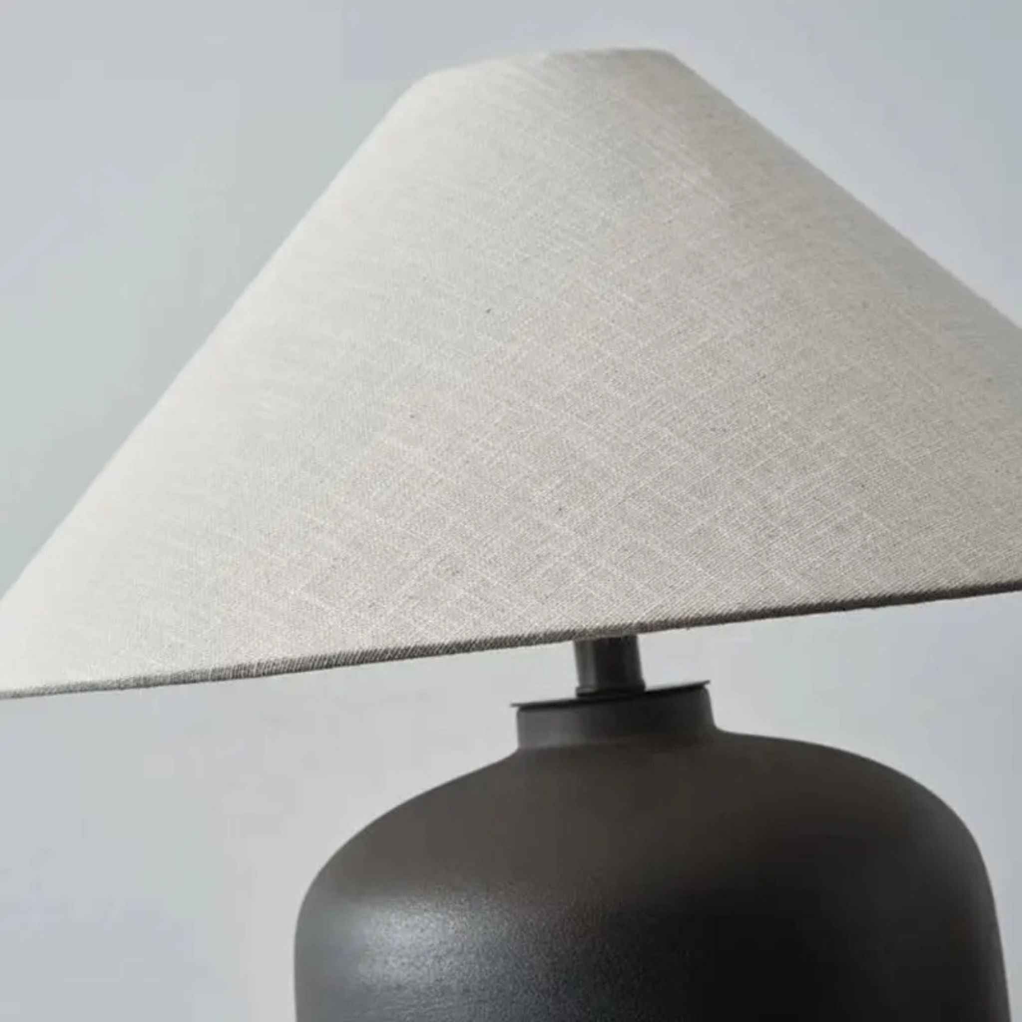 Nexa Table Lamp | Black Ceramic Base, Beige Fabric Shade