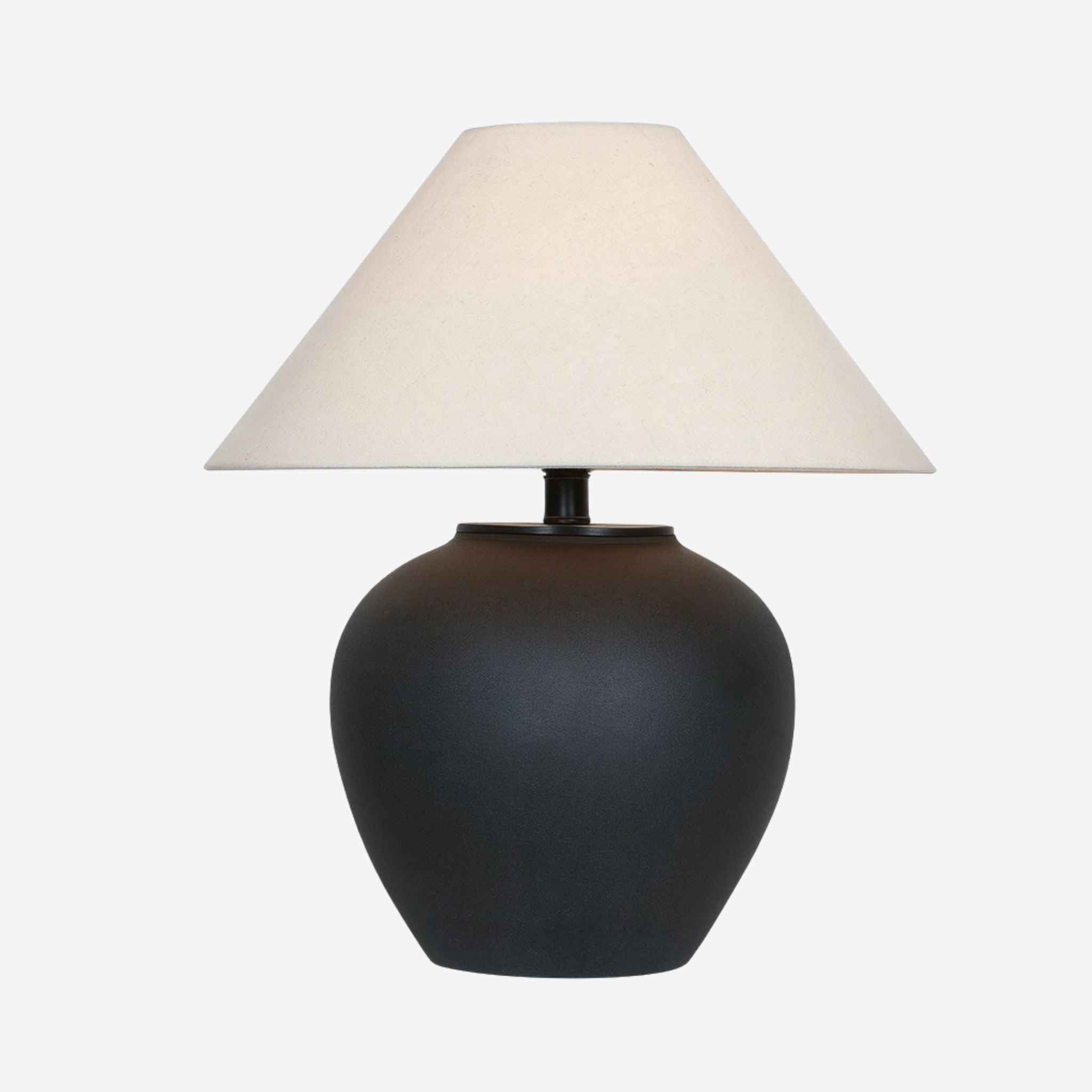 Nexa Table Lamp | Black Ceramic Base, Beige Fabric Shade