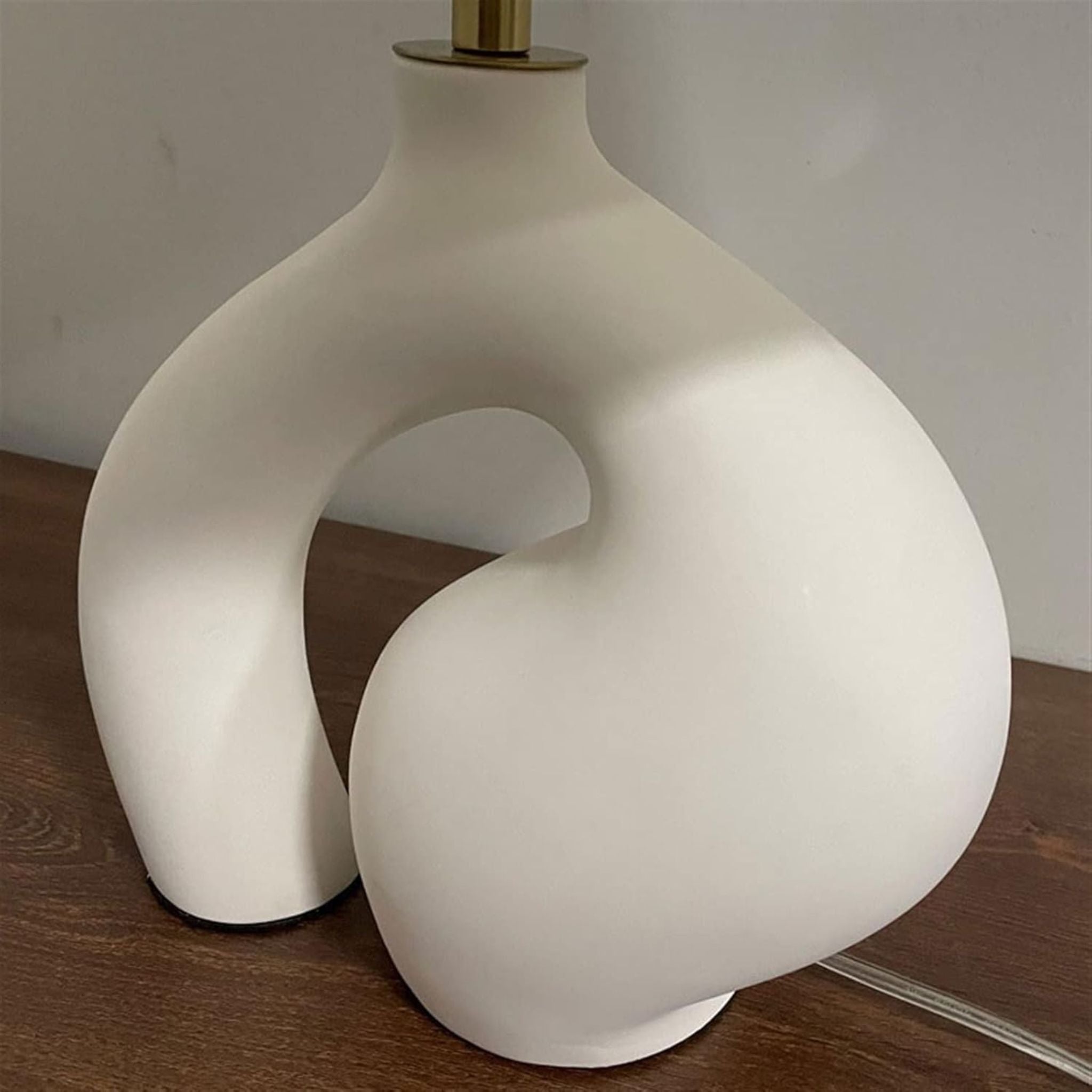 Nora Table Lamp | White Ceramic Base, Textile Shade