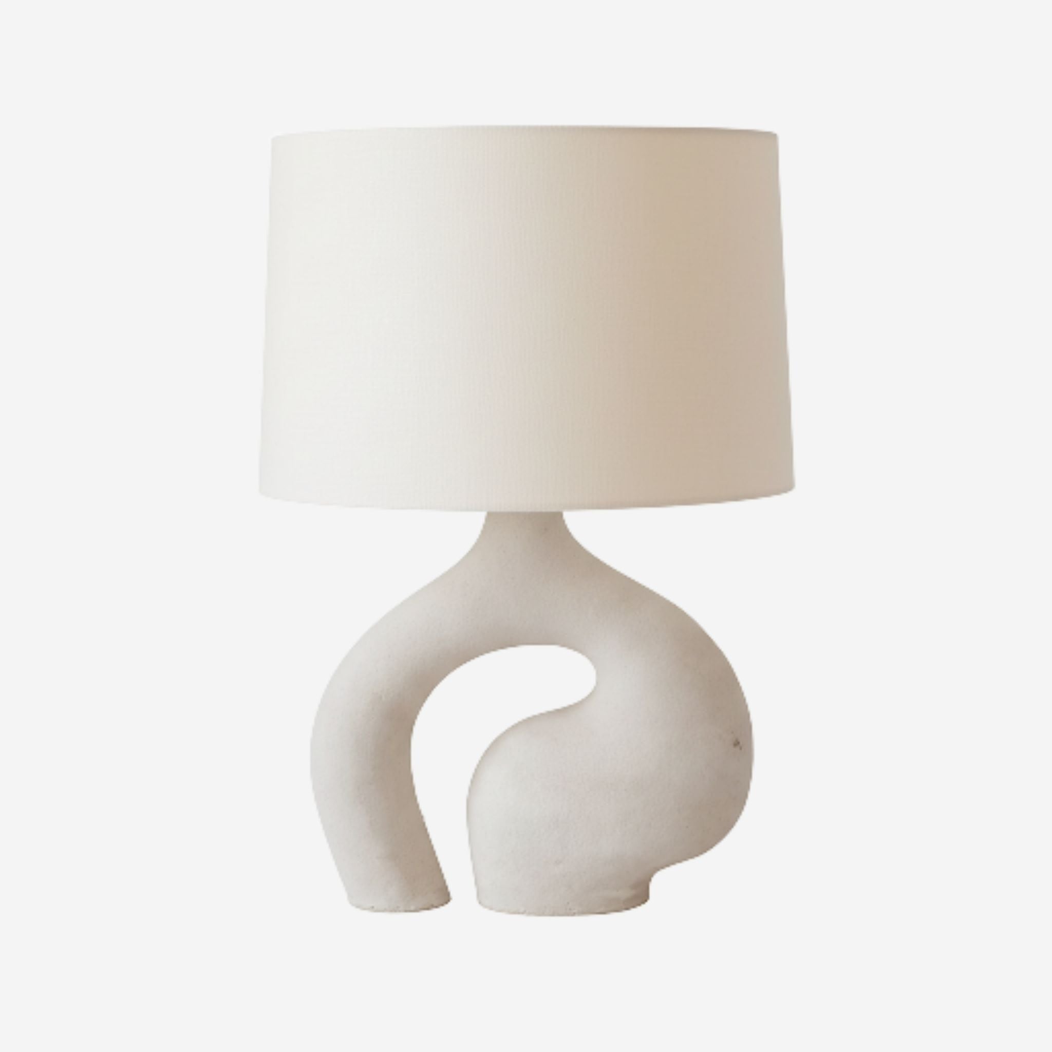Nero Table Lamp | White Ceramic Base, Fabric Shade