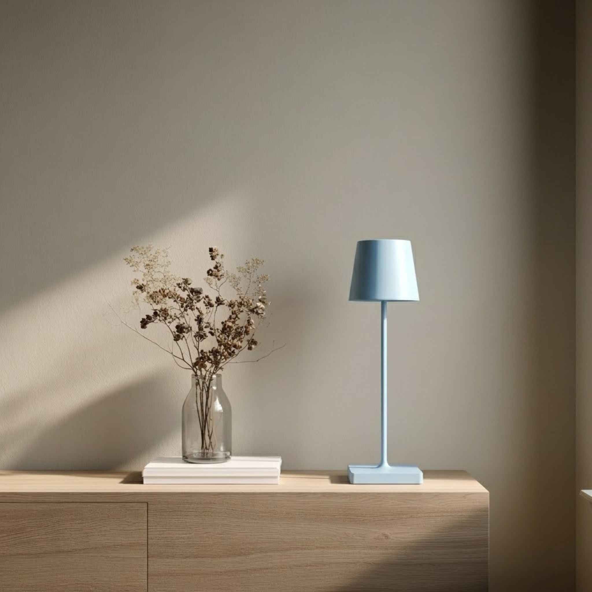 Lumi Portable Table Lamp | Wireless, Light Blue 38 cm