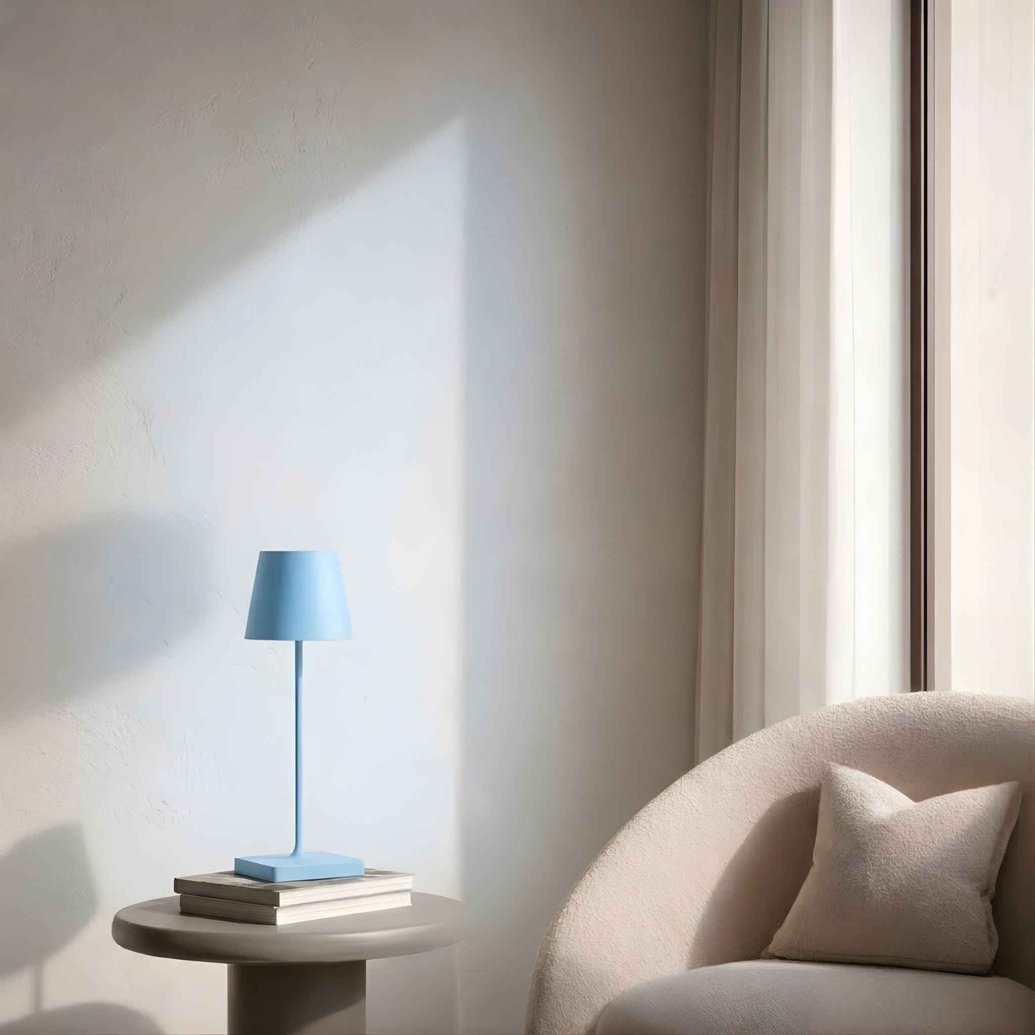 Lumi Portable Table Lamp | Wireless, Light Blue 38 cm