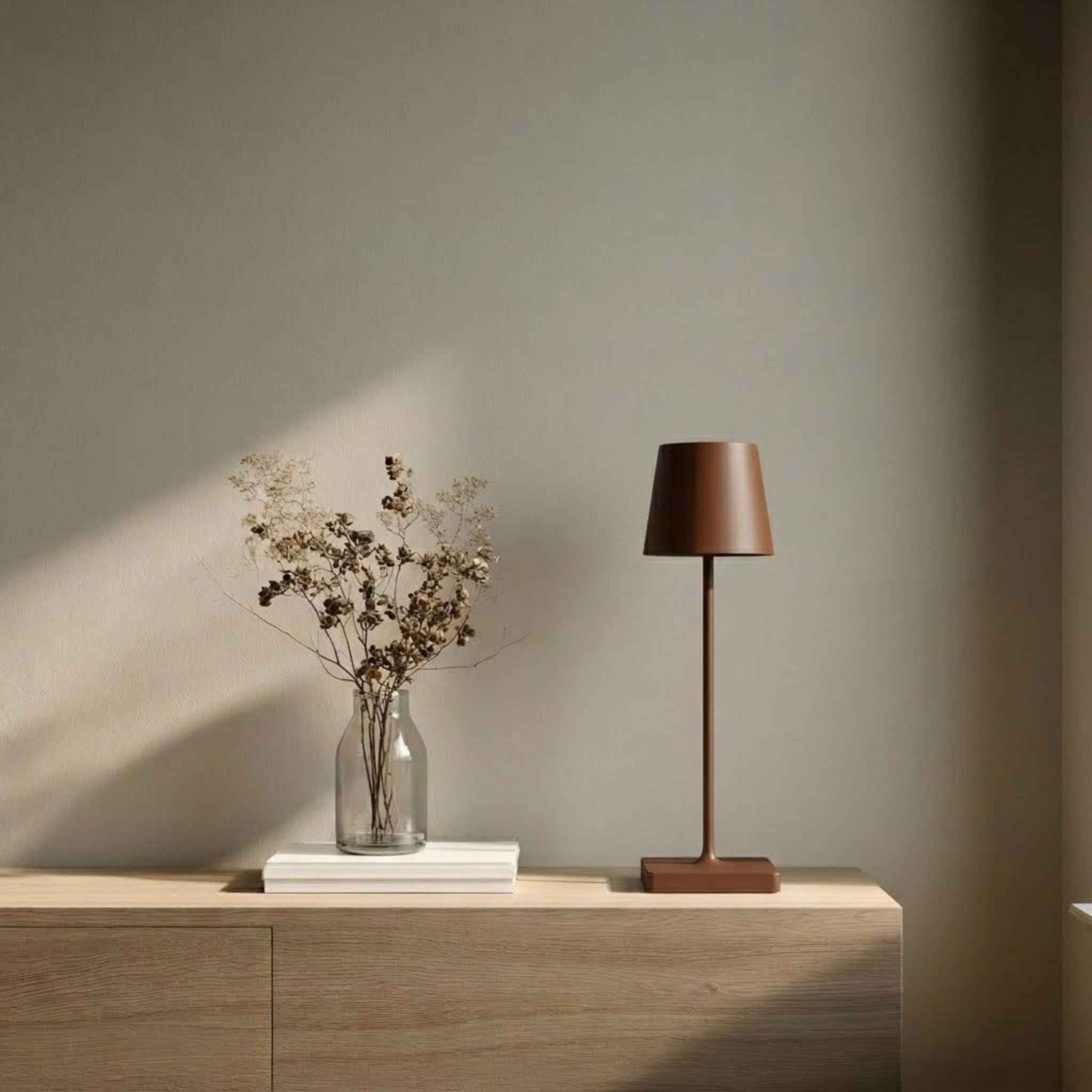 Bello Portable Table Lamp | Wireless & Rechargeable, Brown 38 cm