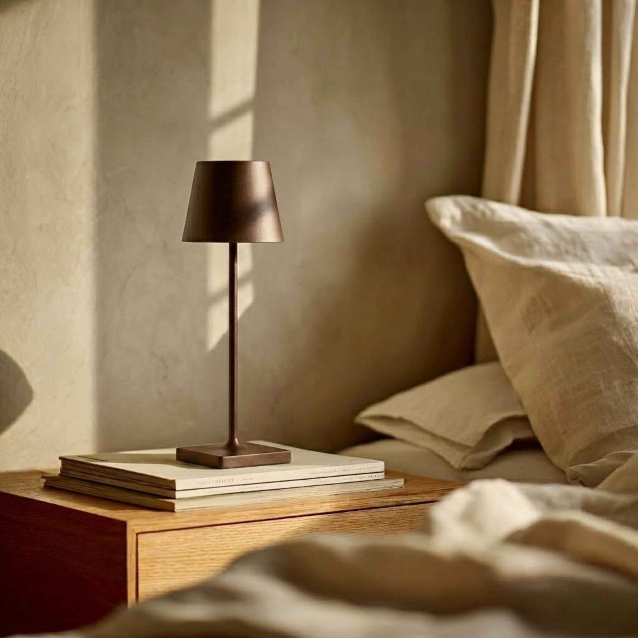 Bello Portable Table Lamp | Wireless & Rechargeable, Brown 38 cm