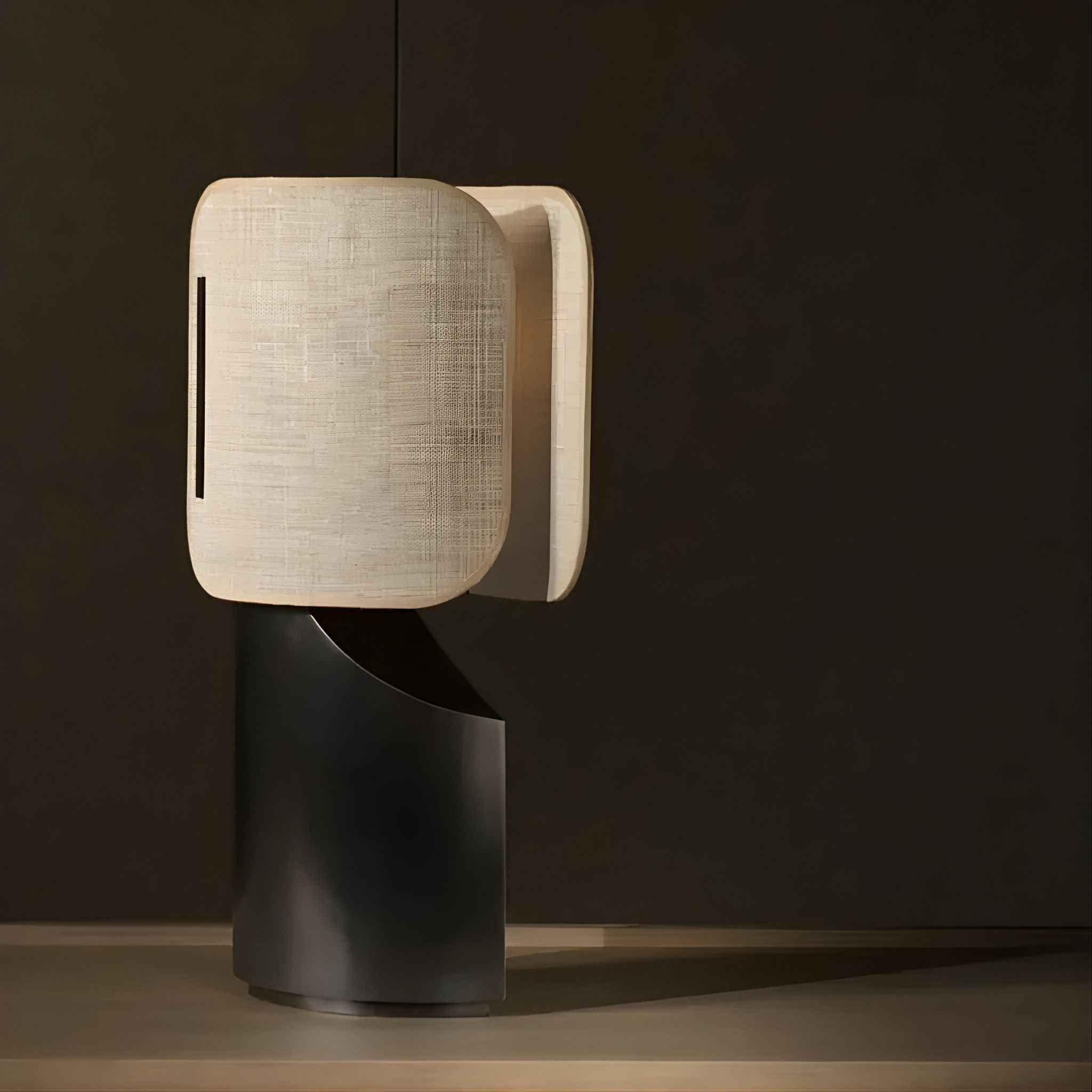 Bello Table Lamp | Graphic Metal with Beige Textile Shade, 50 cm