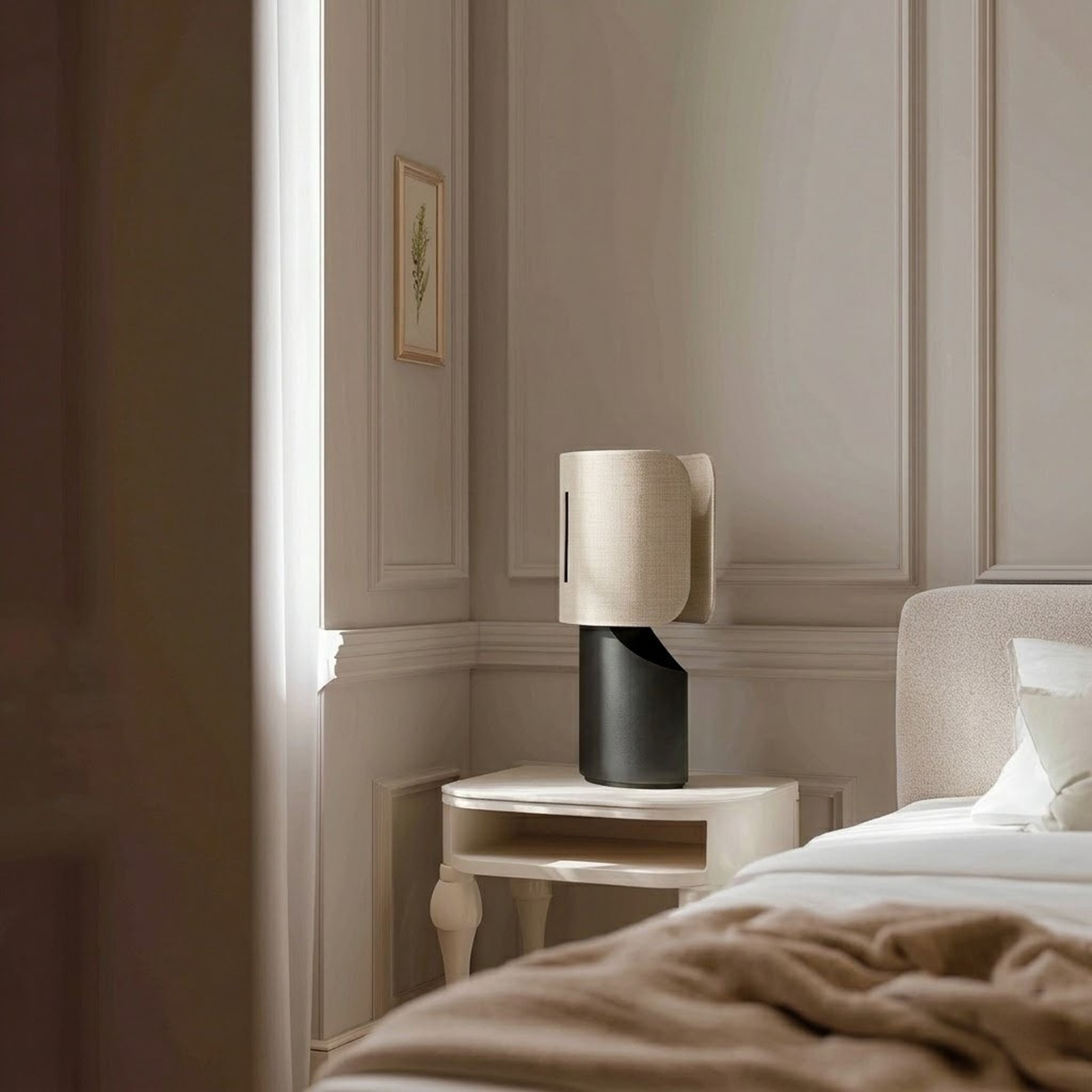 Bello Table Lamp | Graphic Metal with Beige Textile Shade, 50 cm