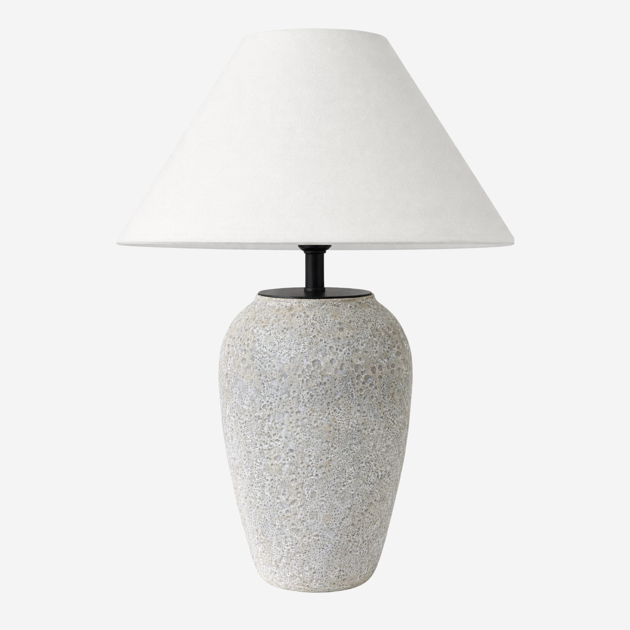 Bello Table Lamp | Ceramic Base in Gray-Beige with White Shade