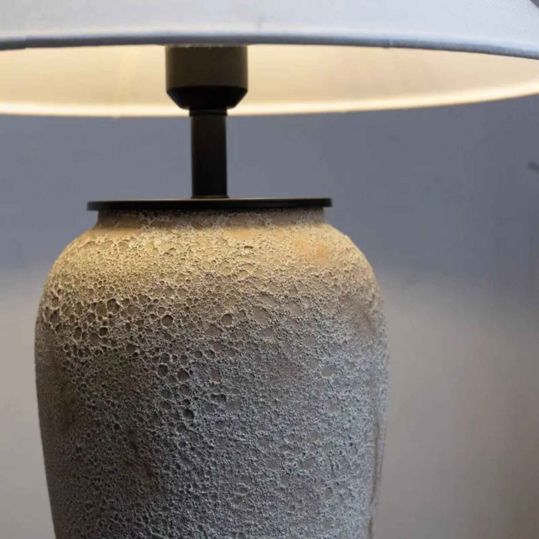 Bello Table Lamp | Ceramic Base in Gray-Beige with White Shade