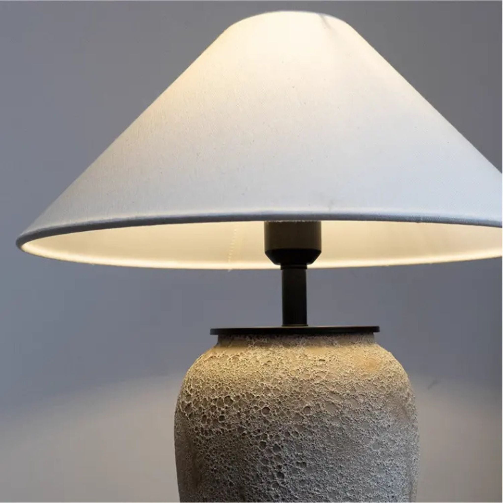Bello Table Lamp | Ceramic Base in Gray-Beige with White Shade
