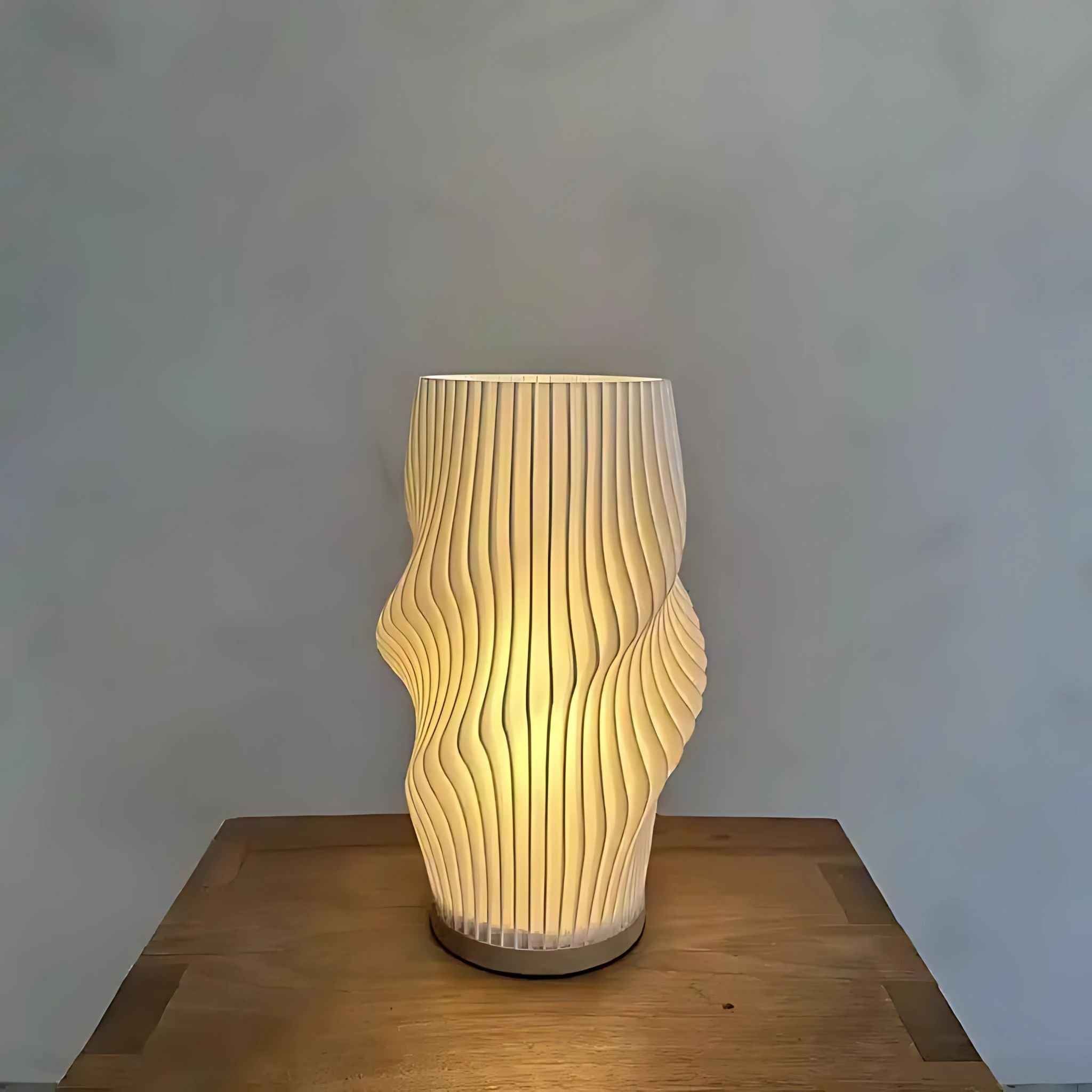 Viva Table Lamp | Matt White, Wavy Texture Design