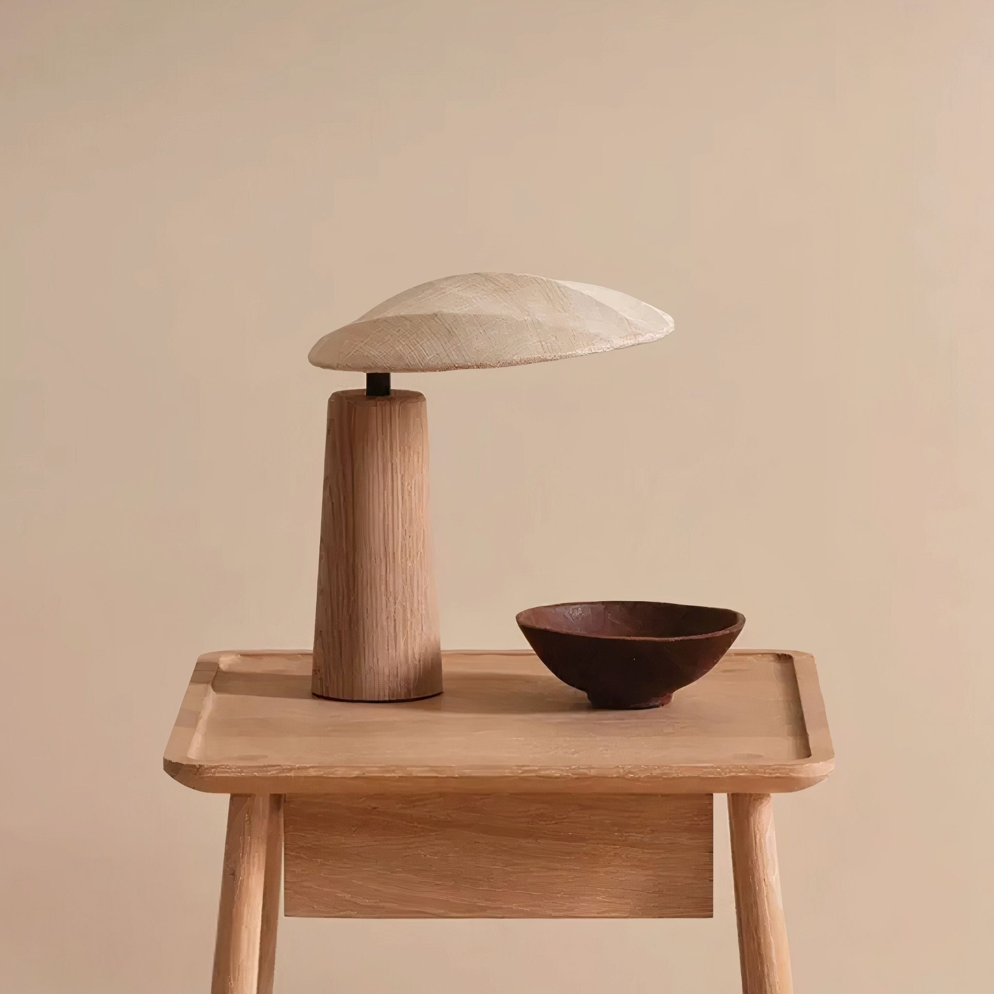 Bela Table Lamp | Wooden Base, Beige Textile Shade