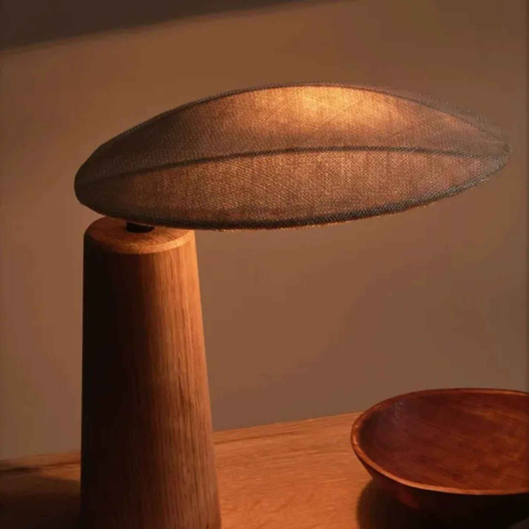Bela Table Lamp | Wooden Base, Beige Textile Shade