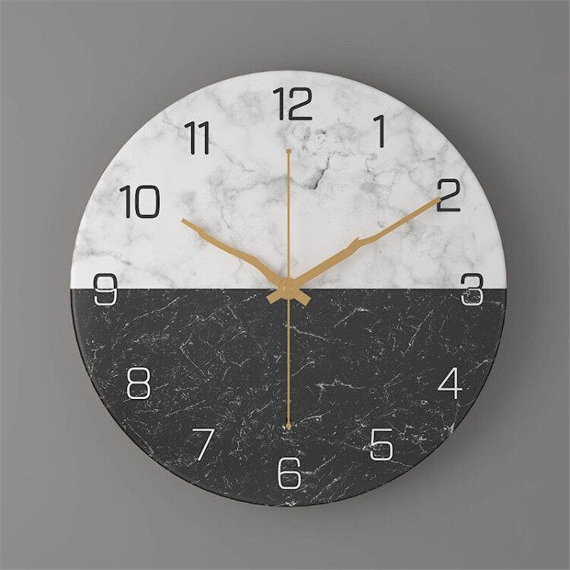 Bello Wandklok | Geluidsloos Quartz, Marmerlook 30cm