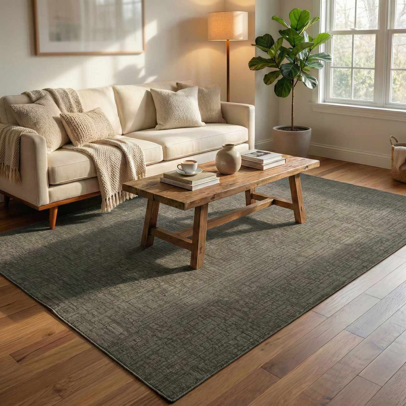 Leanna Green Washable Area Rug