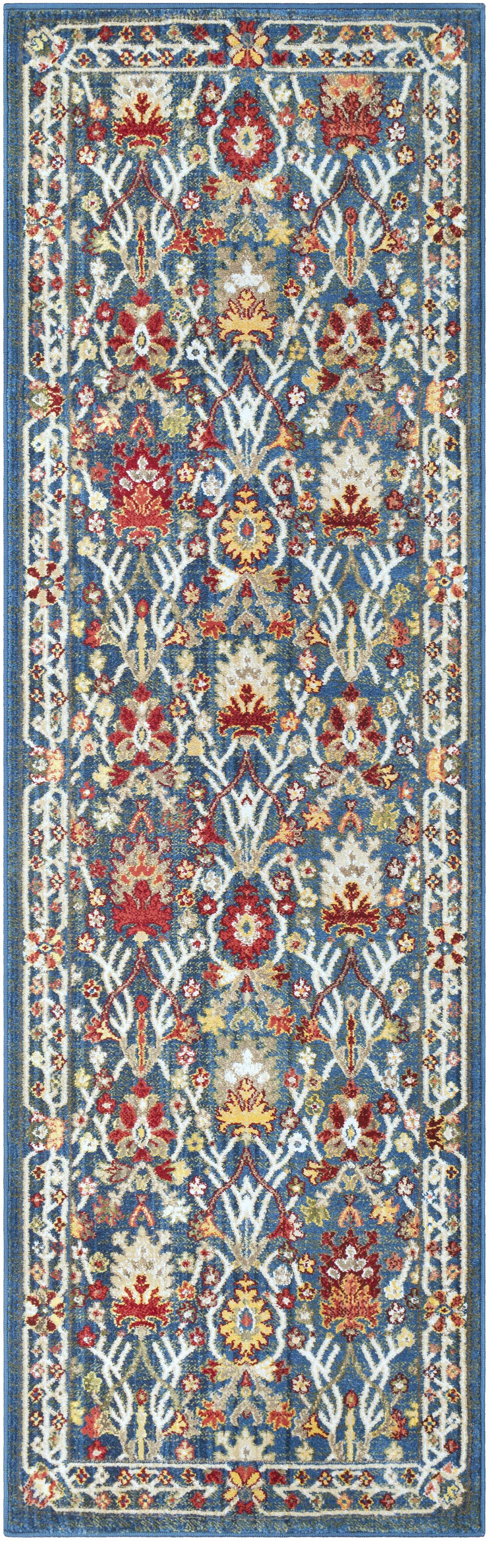 Brio Area Rug  Navy Blue Damask, Machine Woven Polypropylene