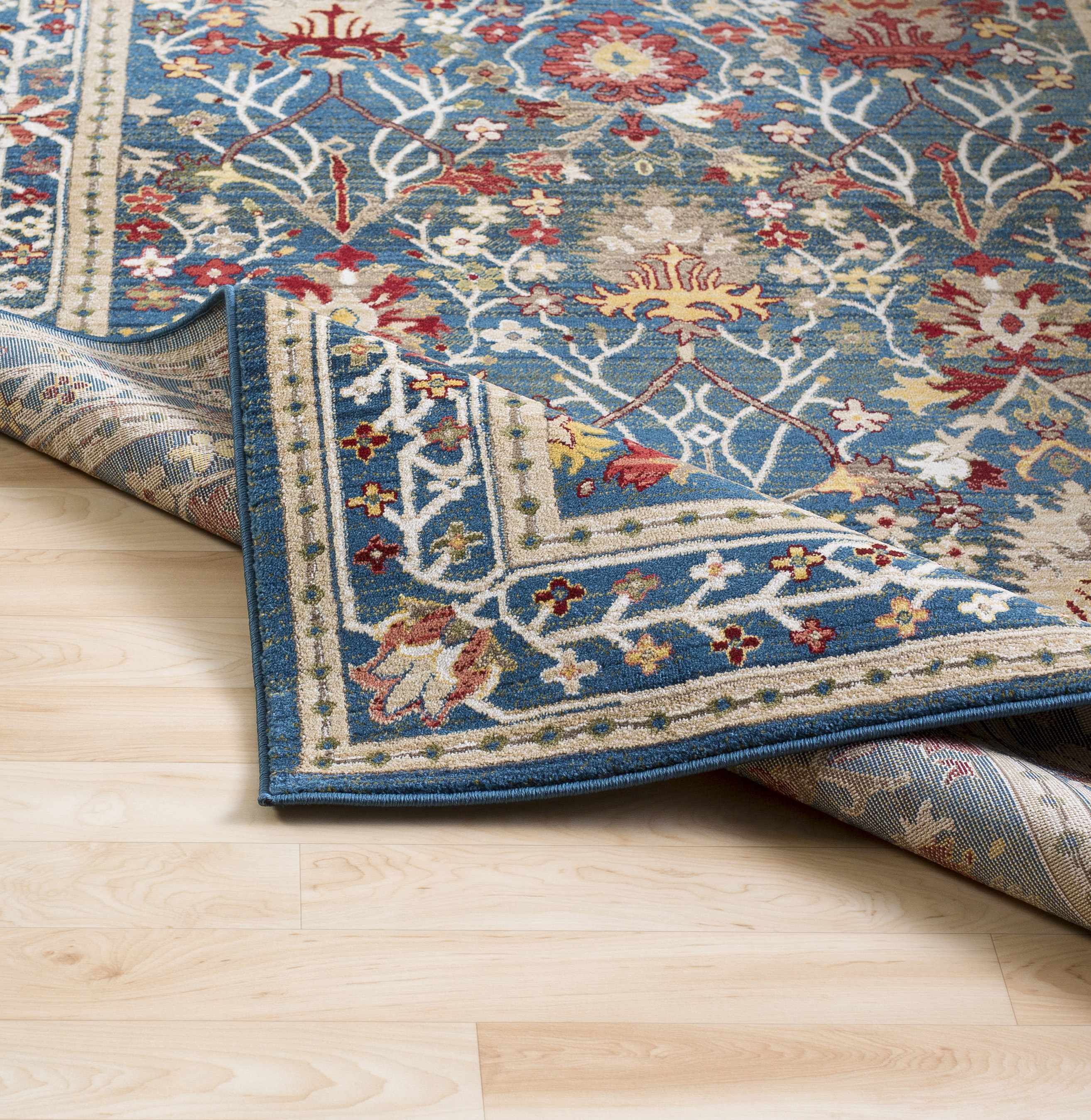 Brio Area Rug  Navy Blue Damask, Machine Woven Polypropylene