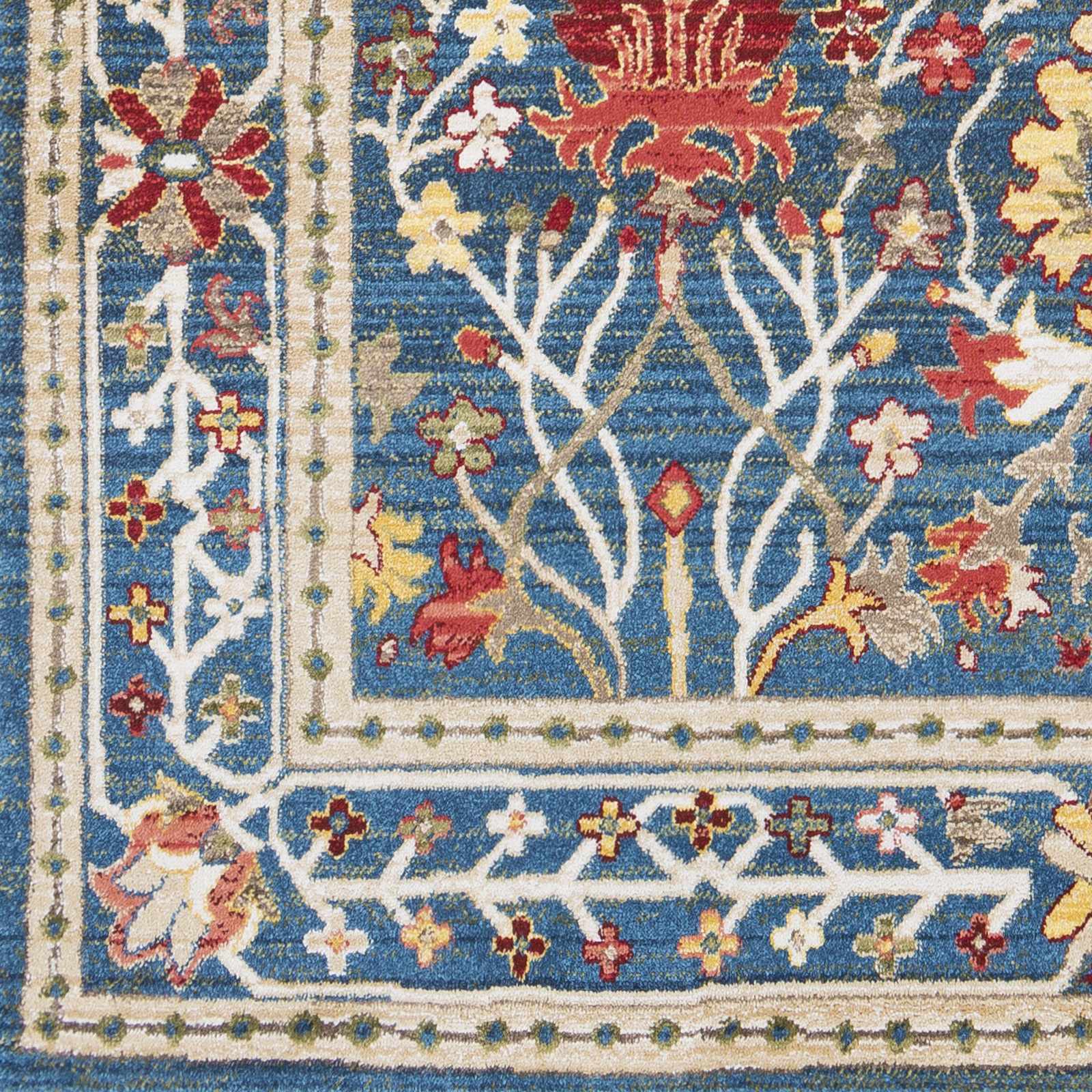 Brio Area Rug  Navy Blue Damask, Machine Woven Polypropylene