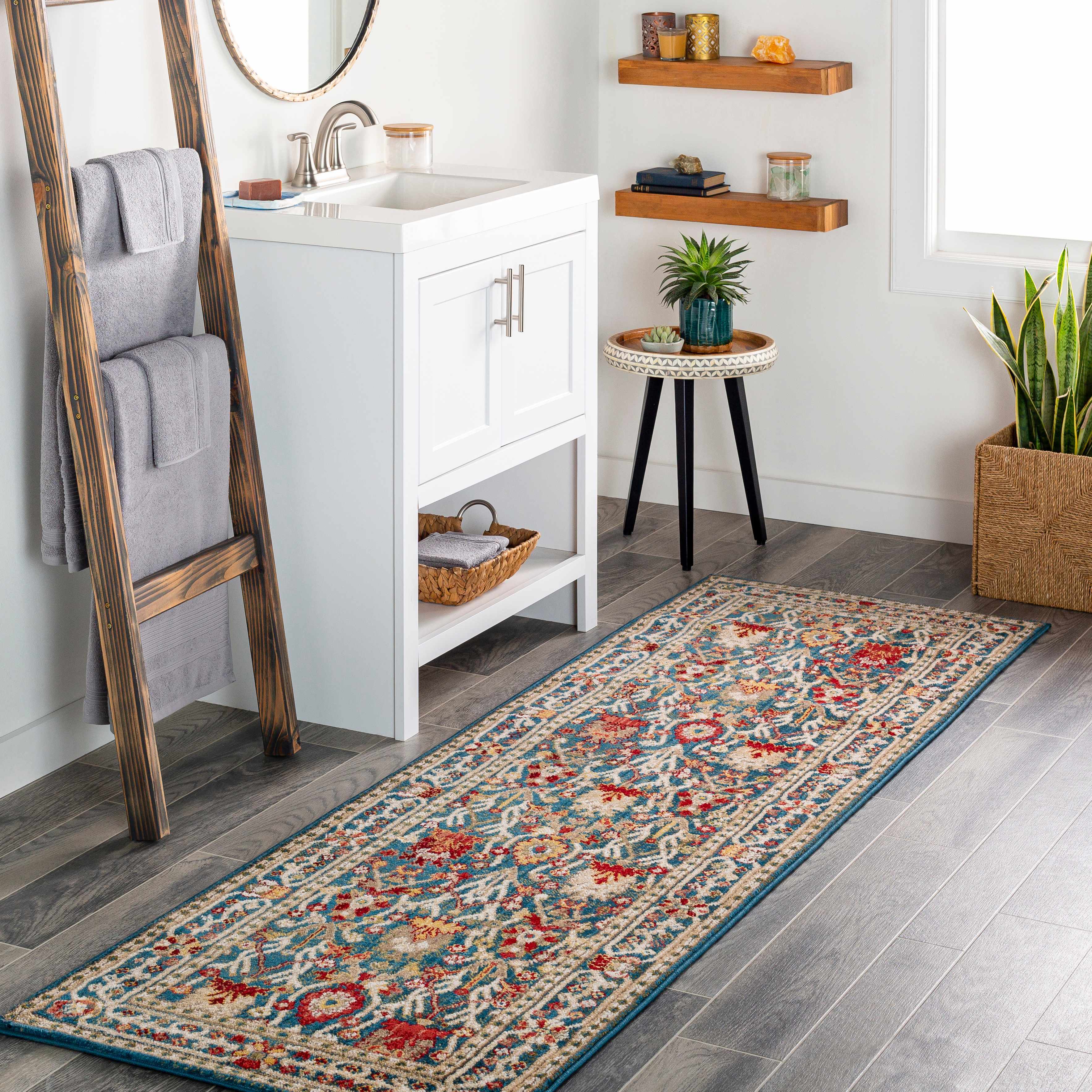 Brio Area Rug  Navy Blue Damask, Machine Woven Polypropylene