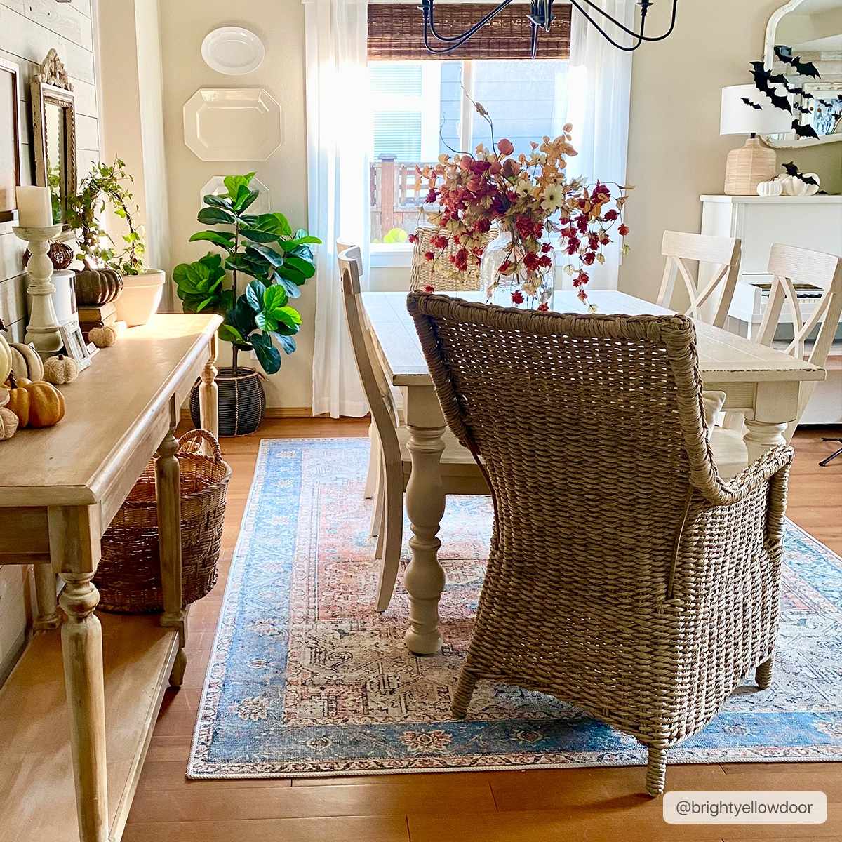 Brix Vintage Area Rug  Washable Chenille-Polyester, Pet-Friendly