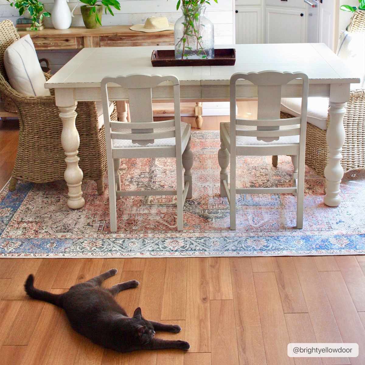 Brix Vintage Area Rug  Washable Chenille-Polyester, Pet-Friendly