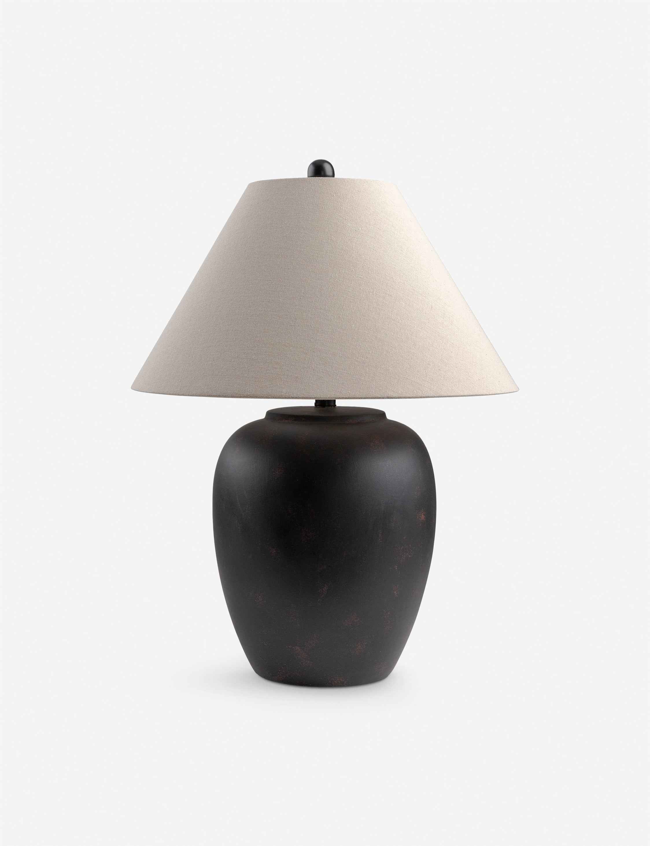 Kira Table Lamp | Sleek Vessel Shape, Beige Linen Shade