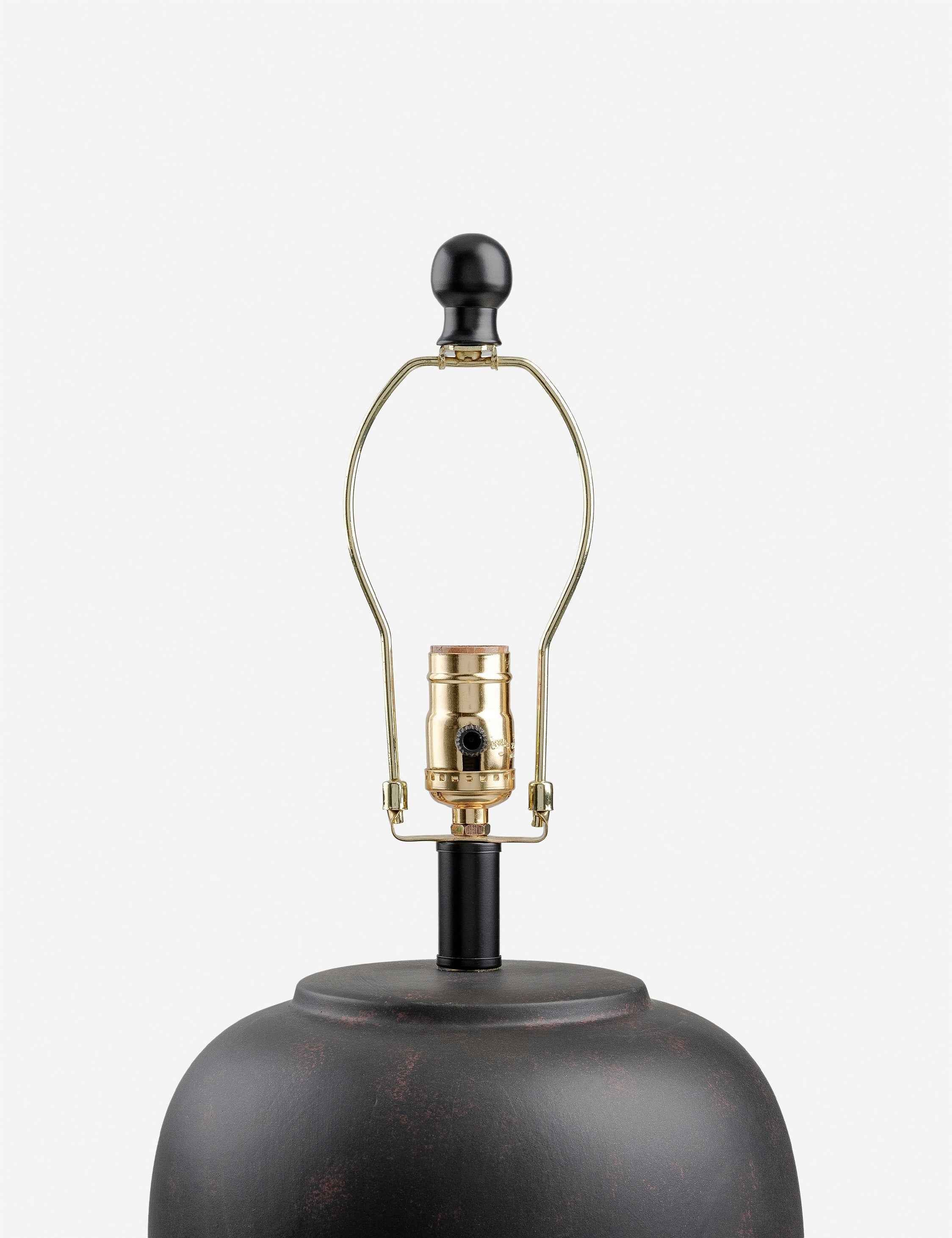 Kira Table Lamp | Sleek Vessel Shape, Beige Linen Shade