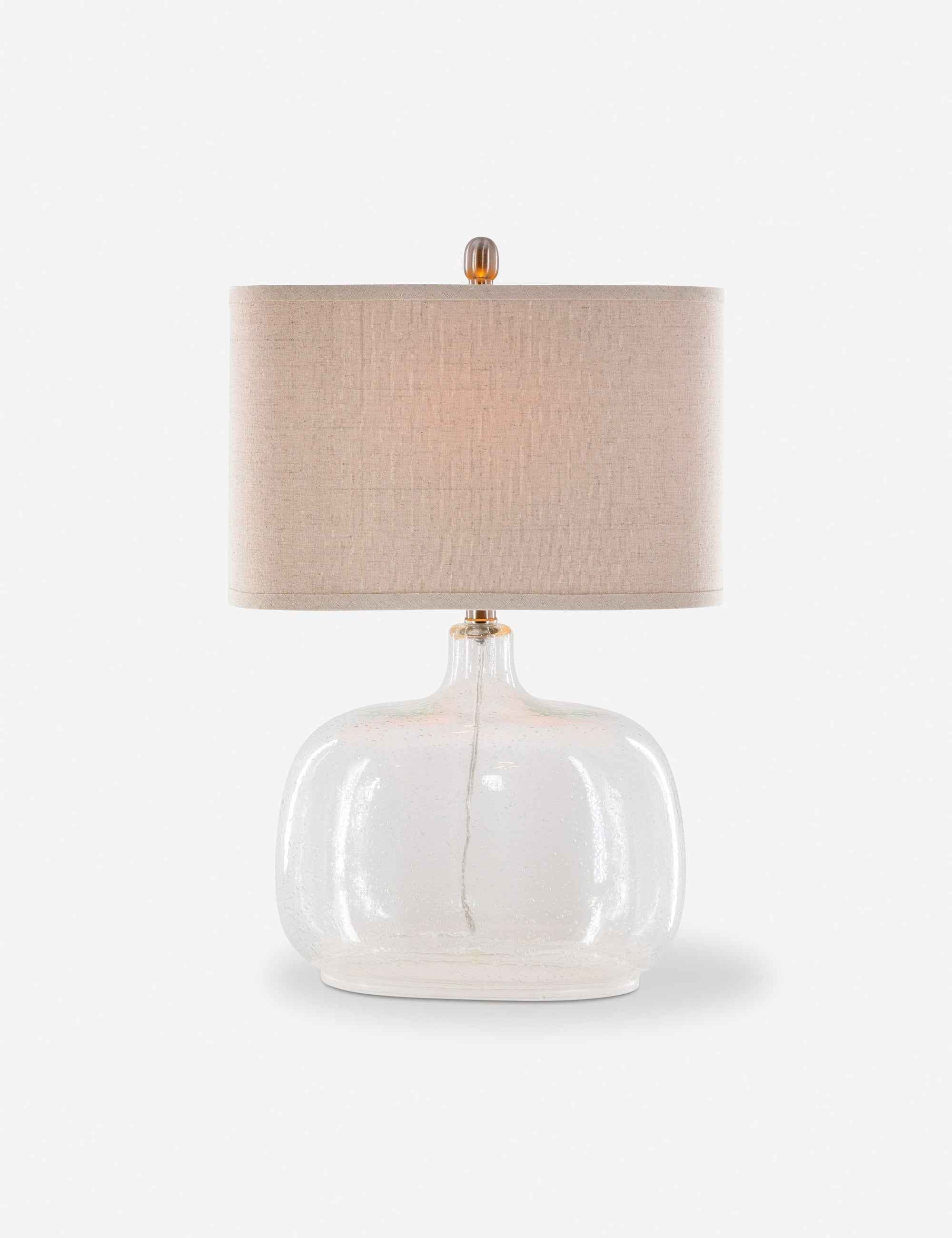 Zari Table Lamp | Transparent Glass Base with Beige Shade