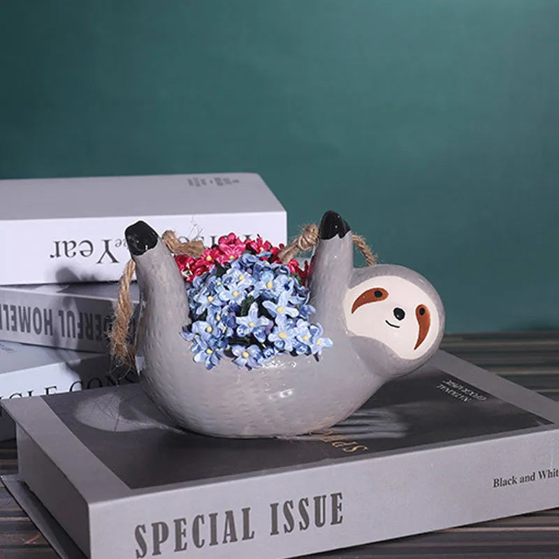 Lumi Ceramic Planter | Handmade Sloth Design for Small Plants