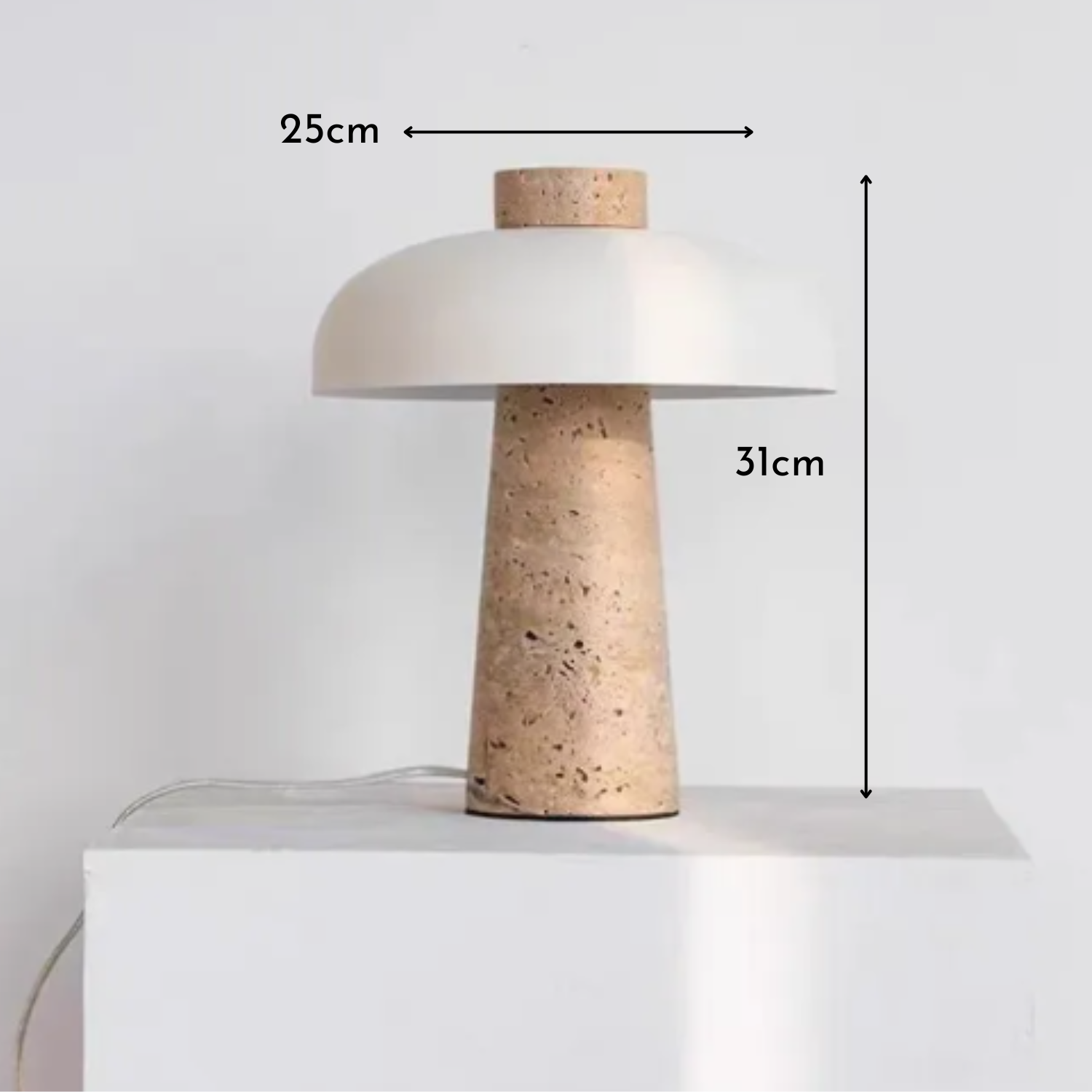 Luxe – White Modern Travertine LED Table Lamp with Touch Control - Cendre Home