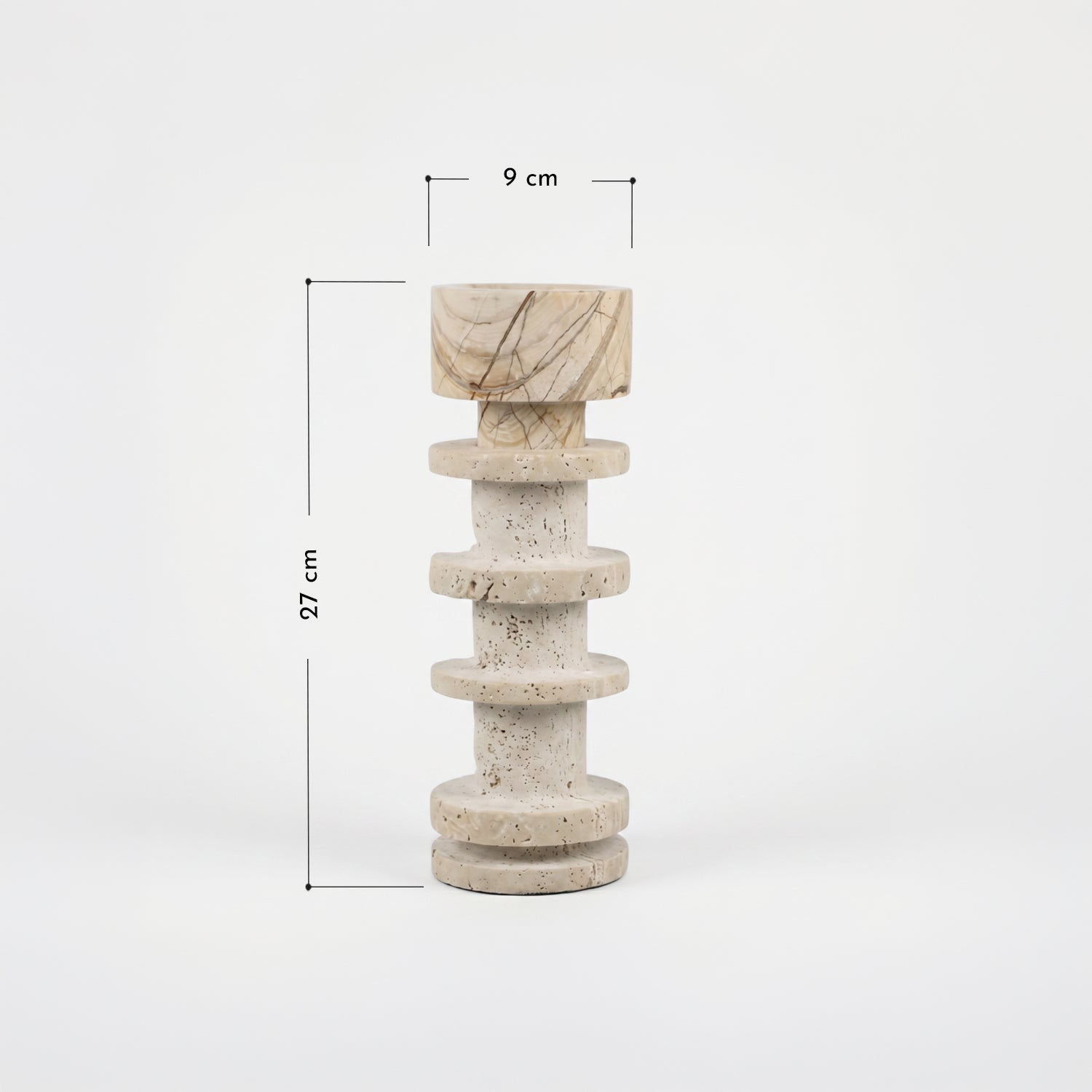 Bello Travertine Candelabrum | Five Rings, Natural Matte Finish