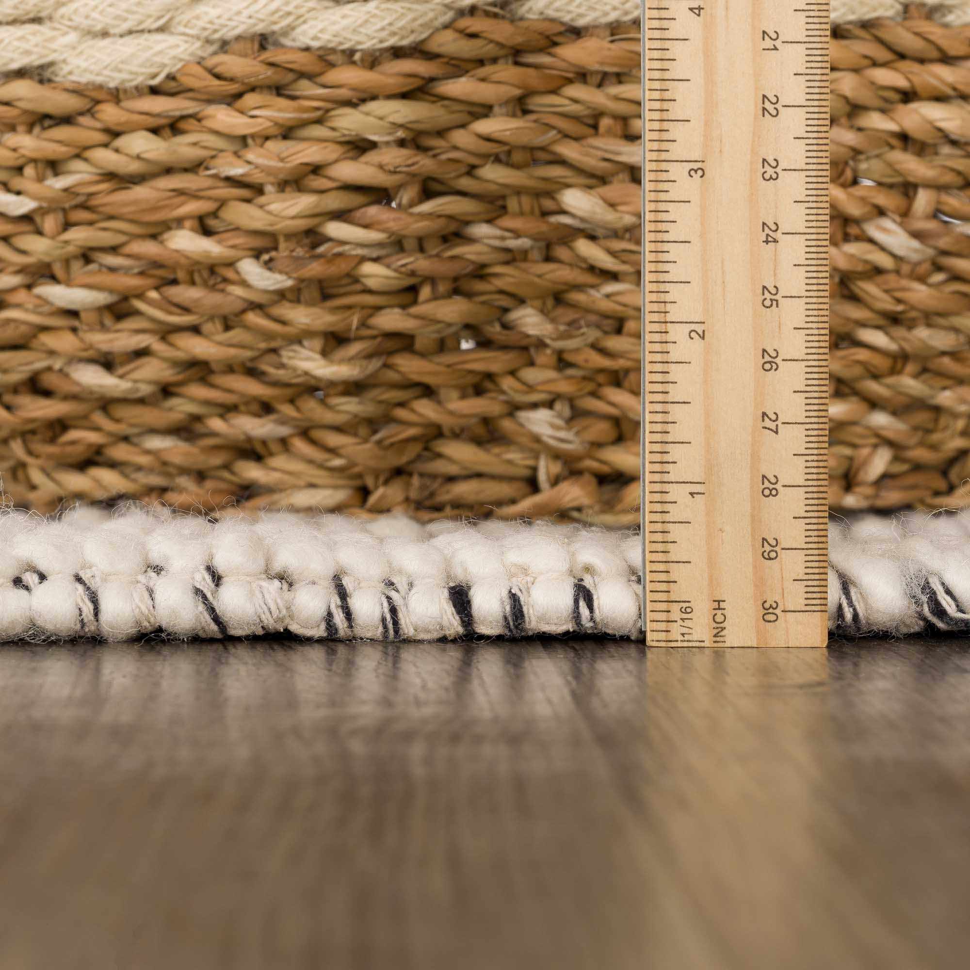Bramble Area Rug  Hand Woven  40% Wool, Ivory & Black Geometric