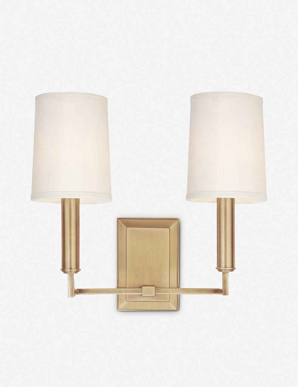 Caden Double Sconce | Parchment Shades, Angular Arms