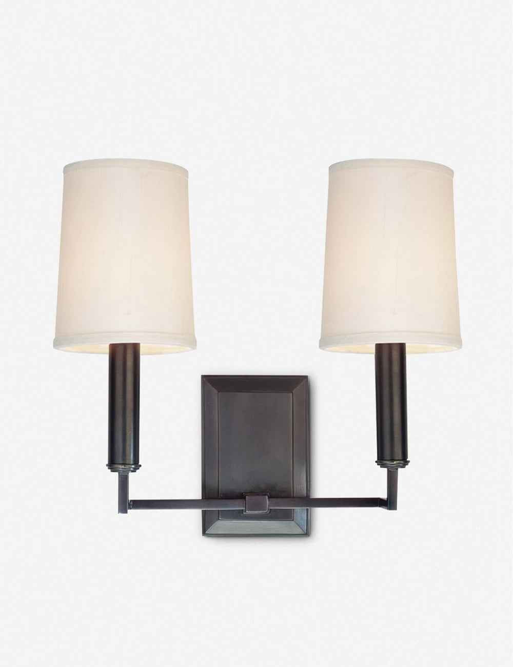 Caden Double Sconce | Parchment Shades, Angular Arms