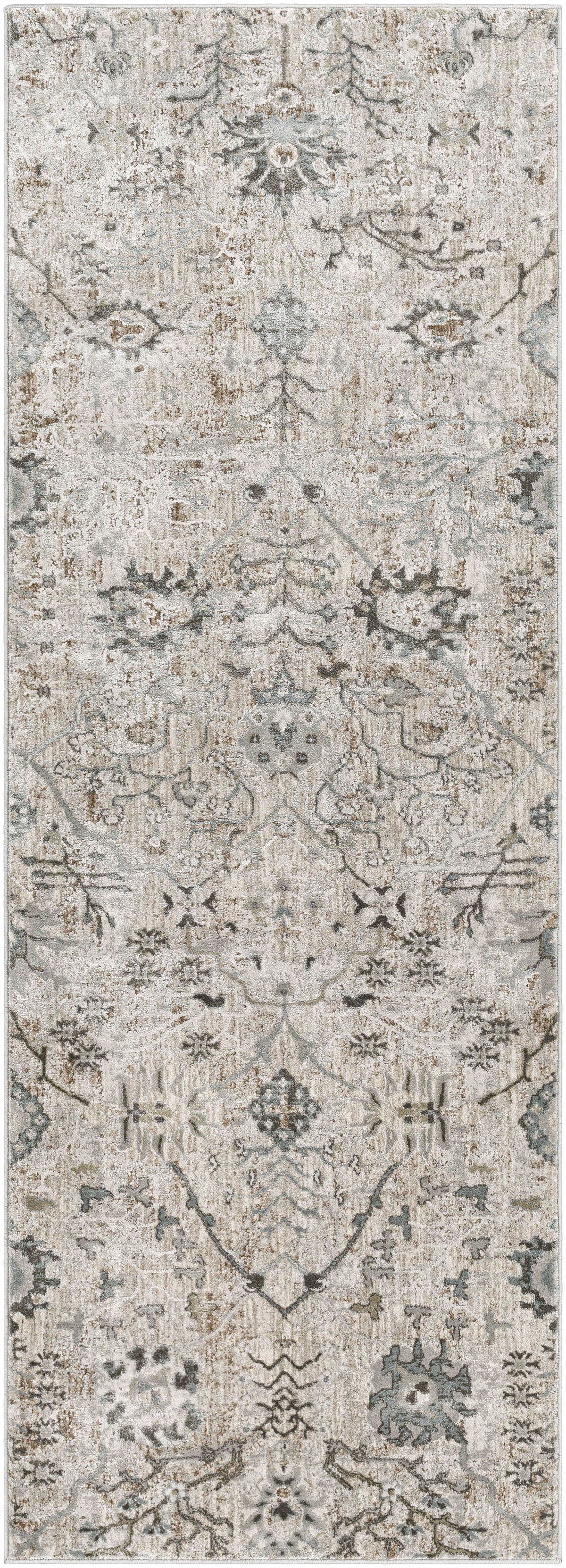 Bela Oushak Rug  Machine Woven  Medium Pile  Gray Olive Taupe Beige