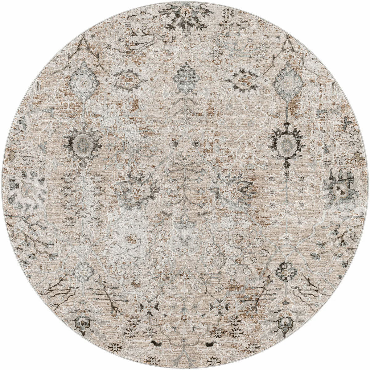 Bela Oushak Rug  Machine Woven  Medium Pile  Gray Olive Taupe Beige