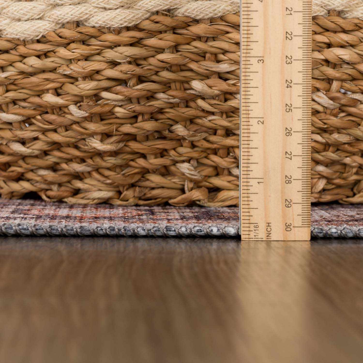 Brio Red Washable Rug Machine Woven Traditional Style