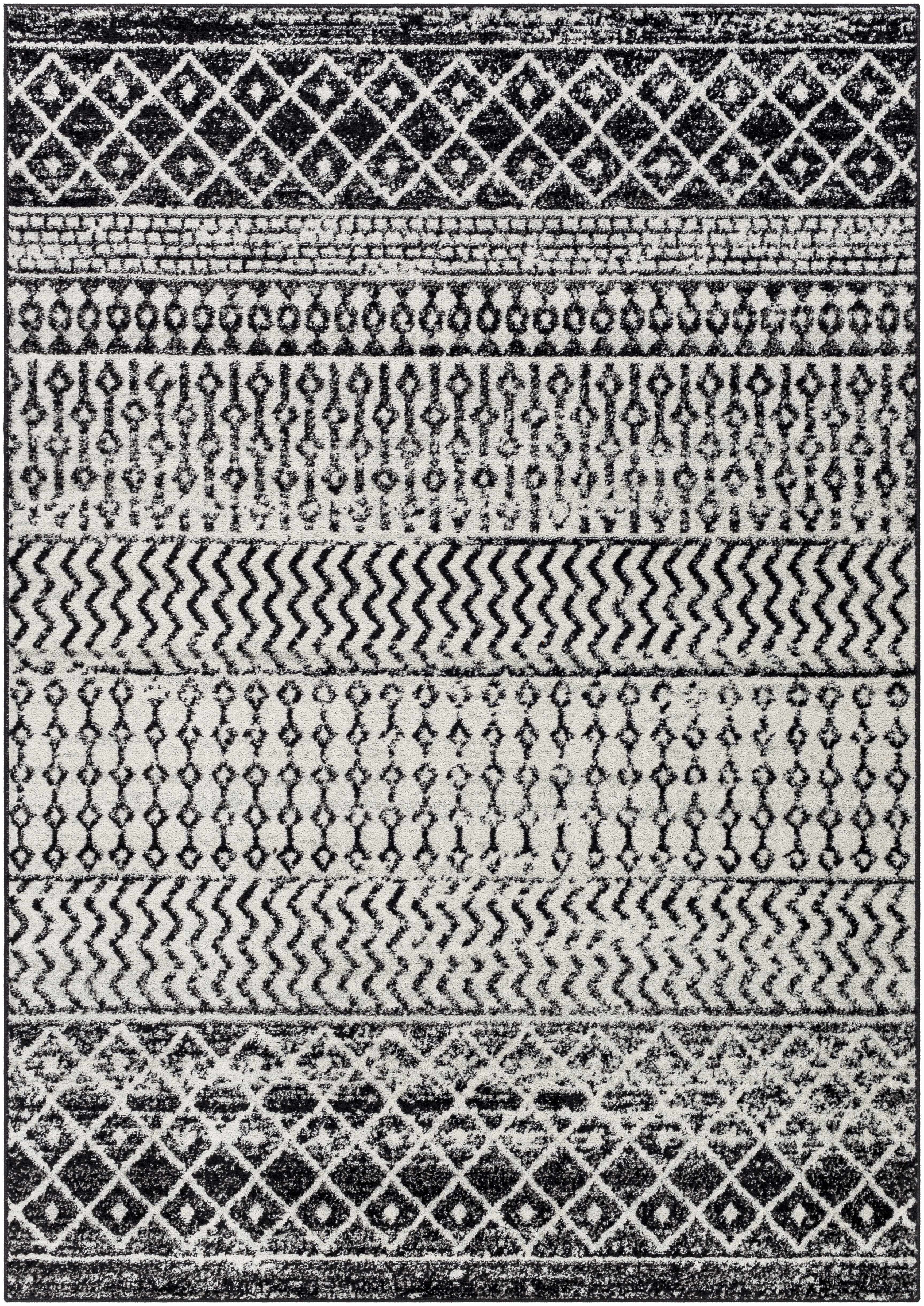 Belo Constantin Area Rug  Machine Woven, Black & White Design
