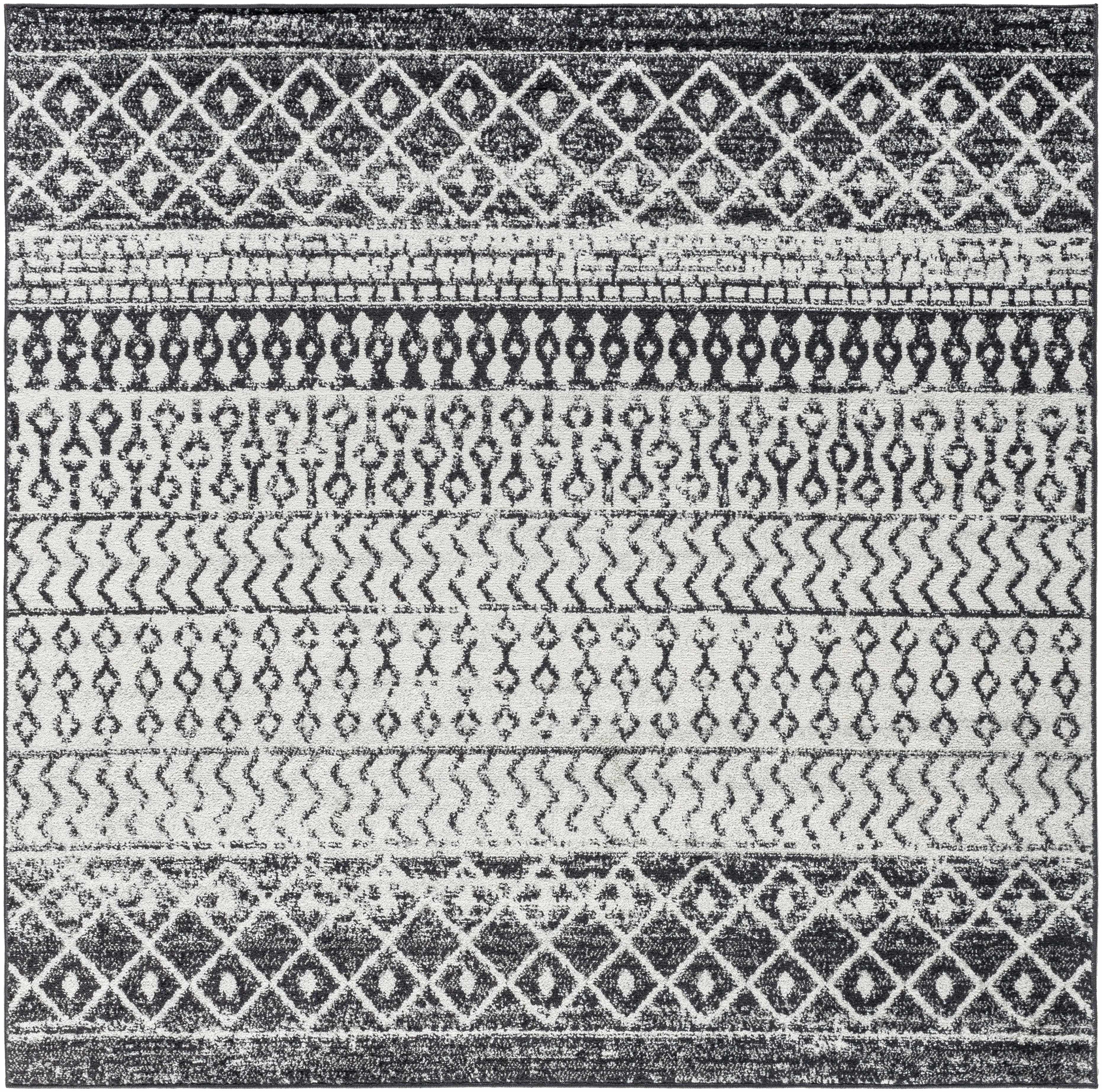 Belo Constantin Area Rug  Machine Woven, Black & White Design