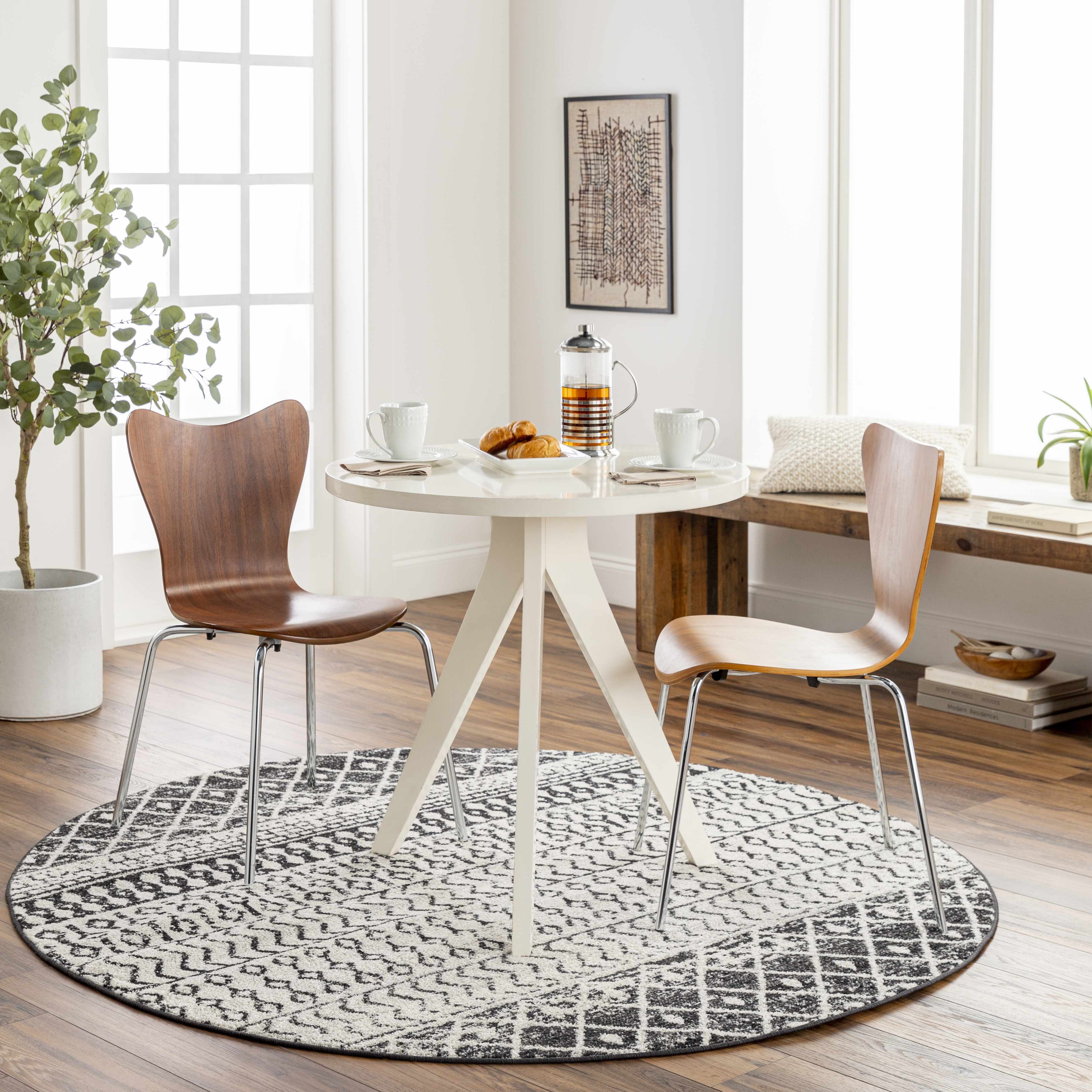 Belo Constantin Area Rug  Machine Woven, Black & White Design