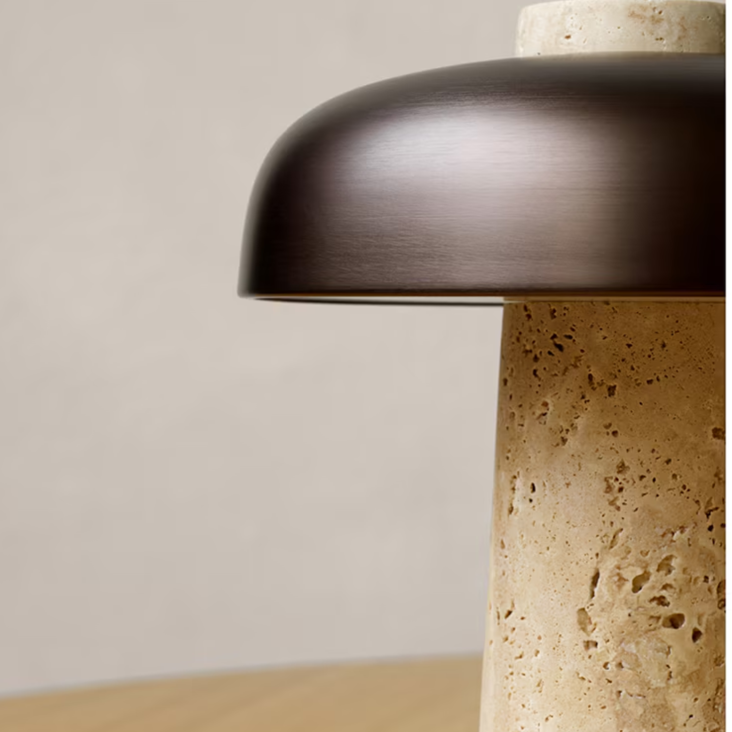 Eclipse – Black Modern Travertine Table Lamp with Touch Control - Cendre Home