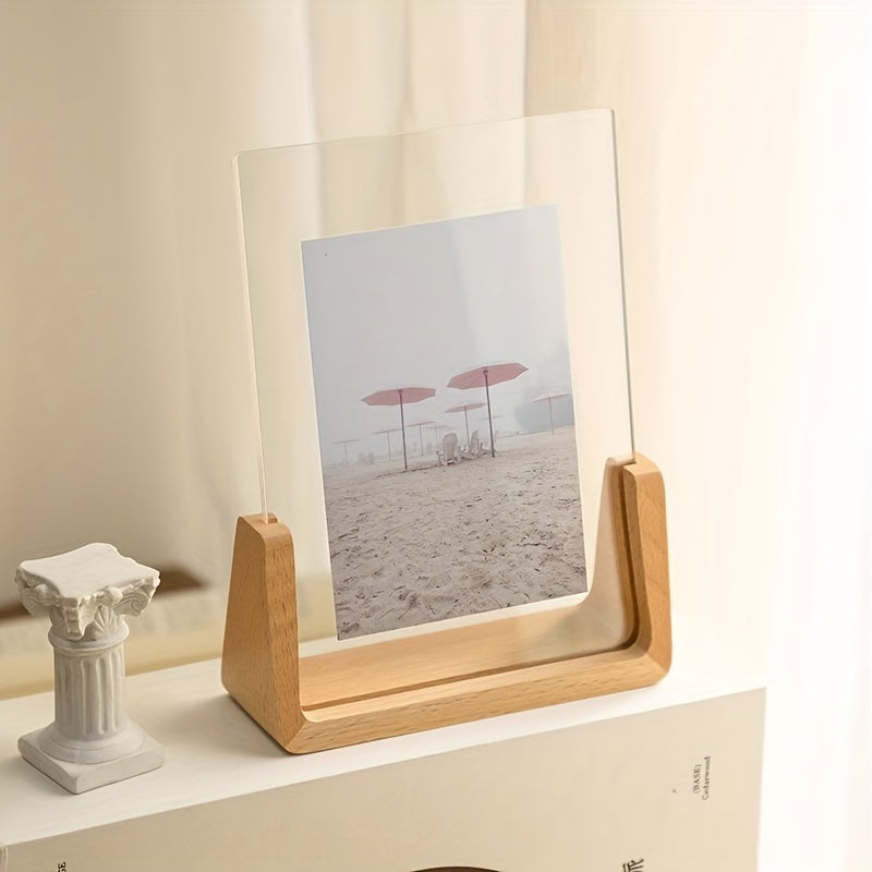 Bela U-Shaped Photo Frame | Solid Wood & Acrylic, Minimalist Display