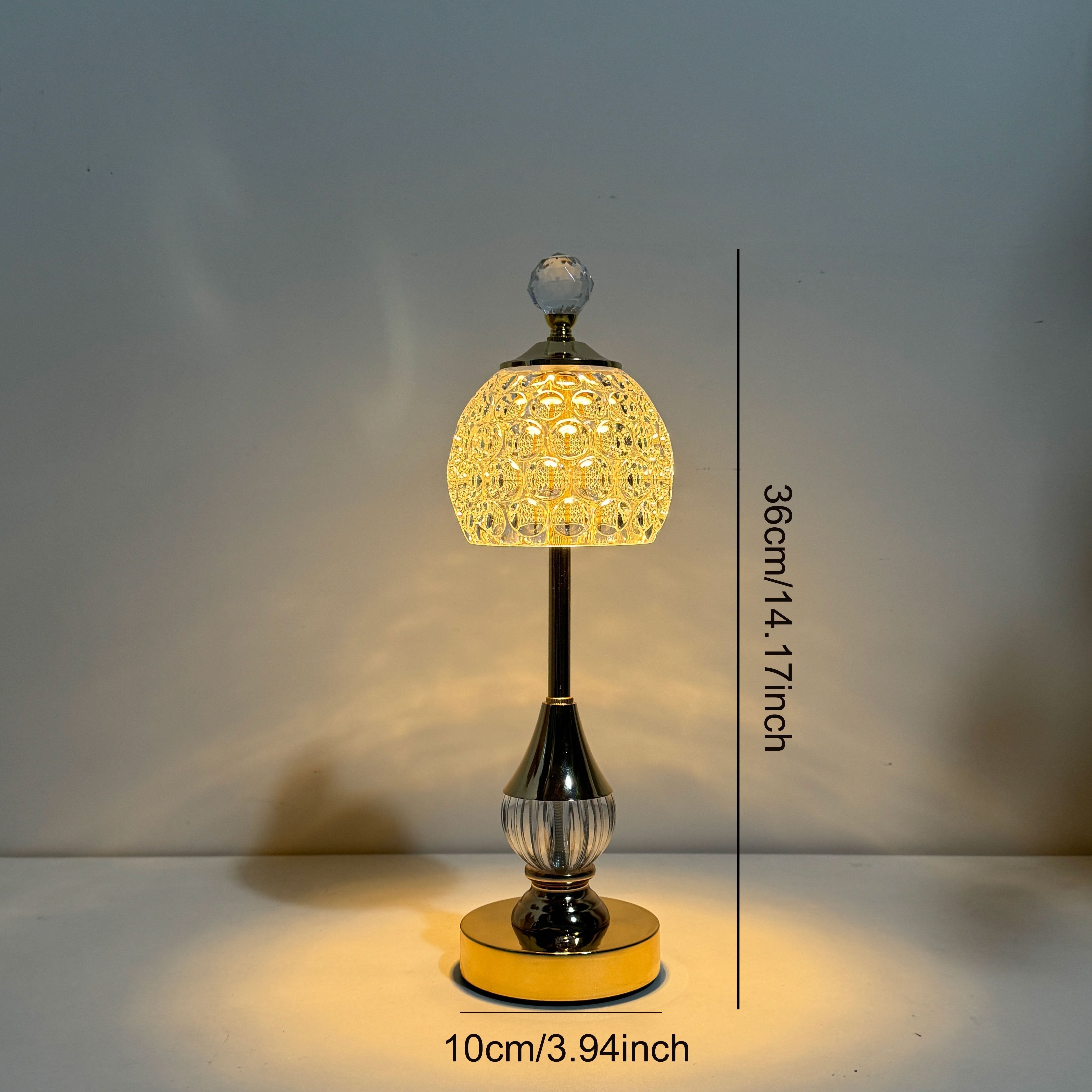 Cielo Crystal Touch Table Lamp | Rechargeable LED, Polished Gold