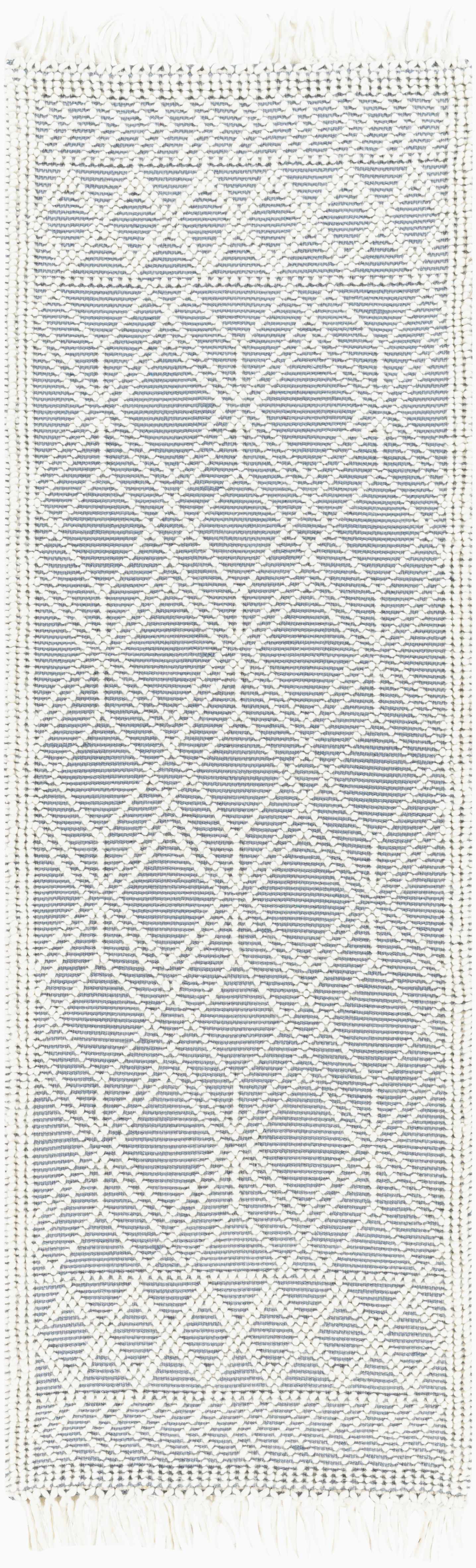 Dune Wool Rug  Hand Woven  Denim Blue Trellis Design