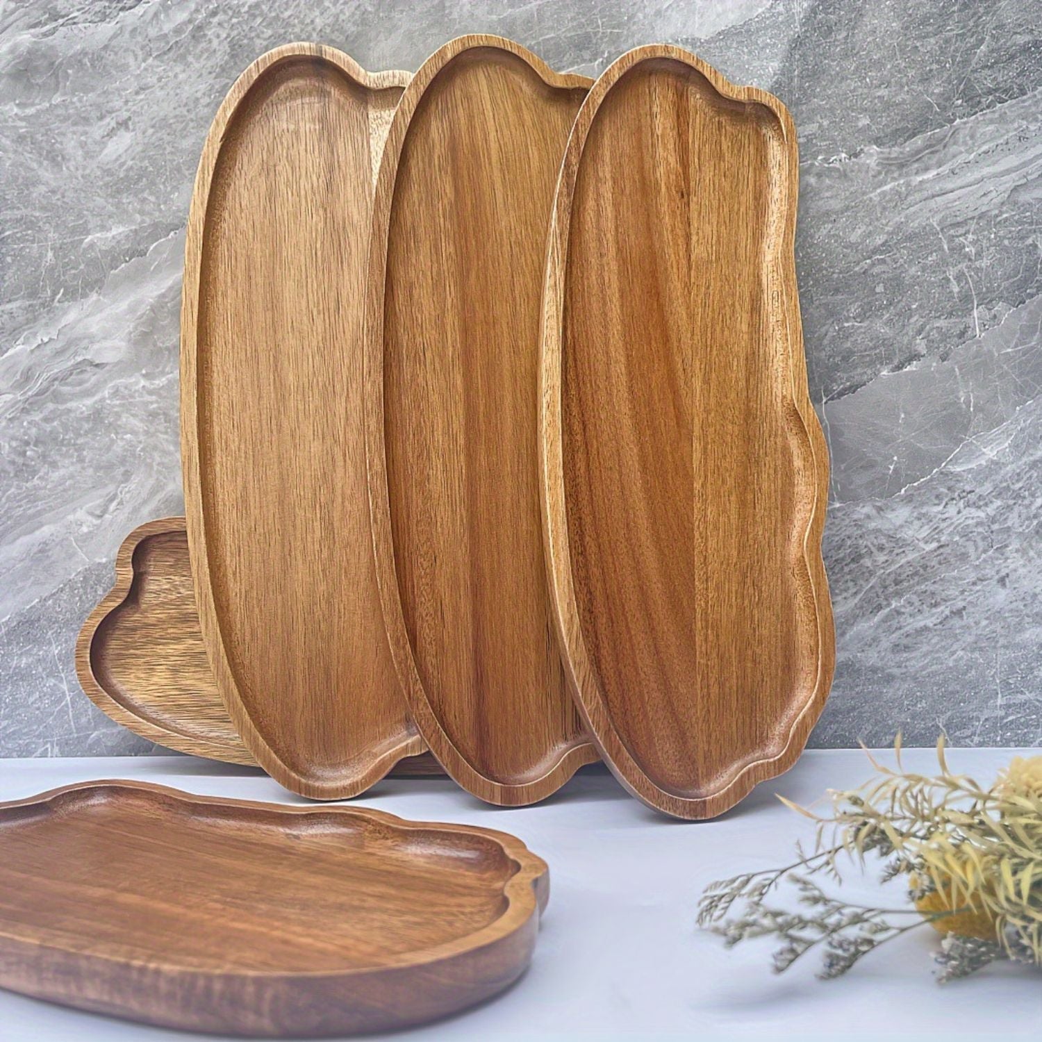 Bela Acacia Wood Tray | Irregular Design with Natural Grain