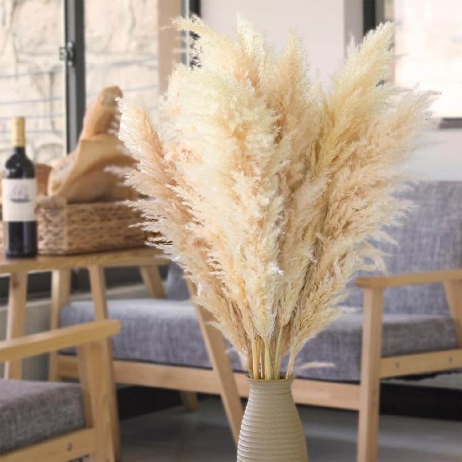 Bela Dried Pampas Grass Bouquet | 10 XL Stems, Natural Elegance