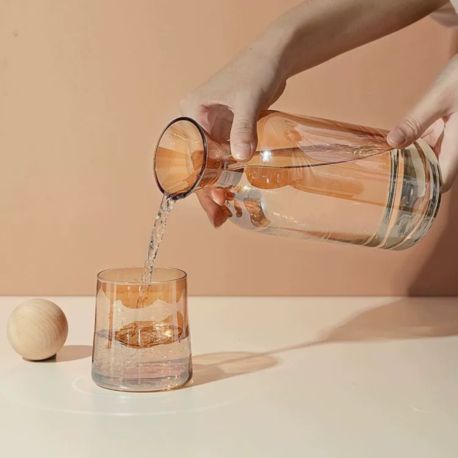 Bela Glass Decanter Set | Borosilicate with 4 Amber Whisky Glasses