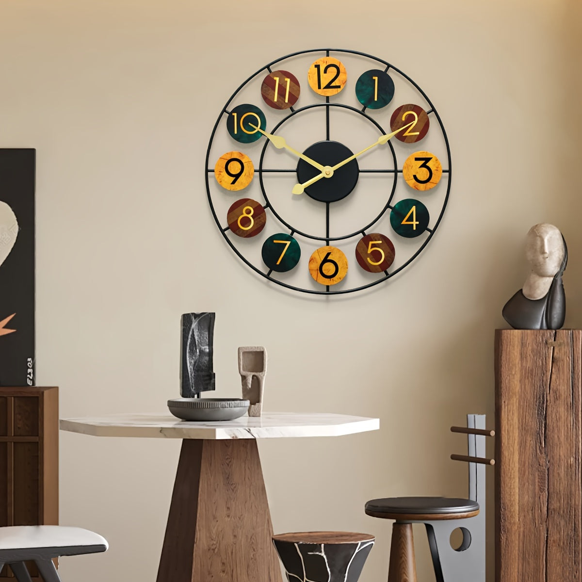 Bello Wall Clock | Retro Iron Design, Silent Quartz Movement