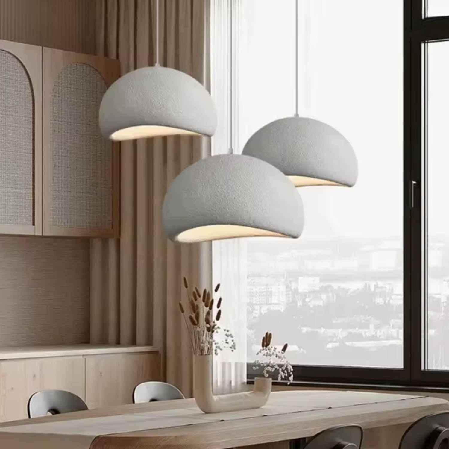 Serenity – Cream Wabi Sabi Ceiling Lamp 80cm - Cendre Home