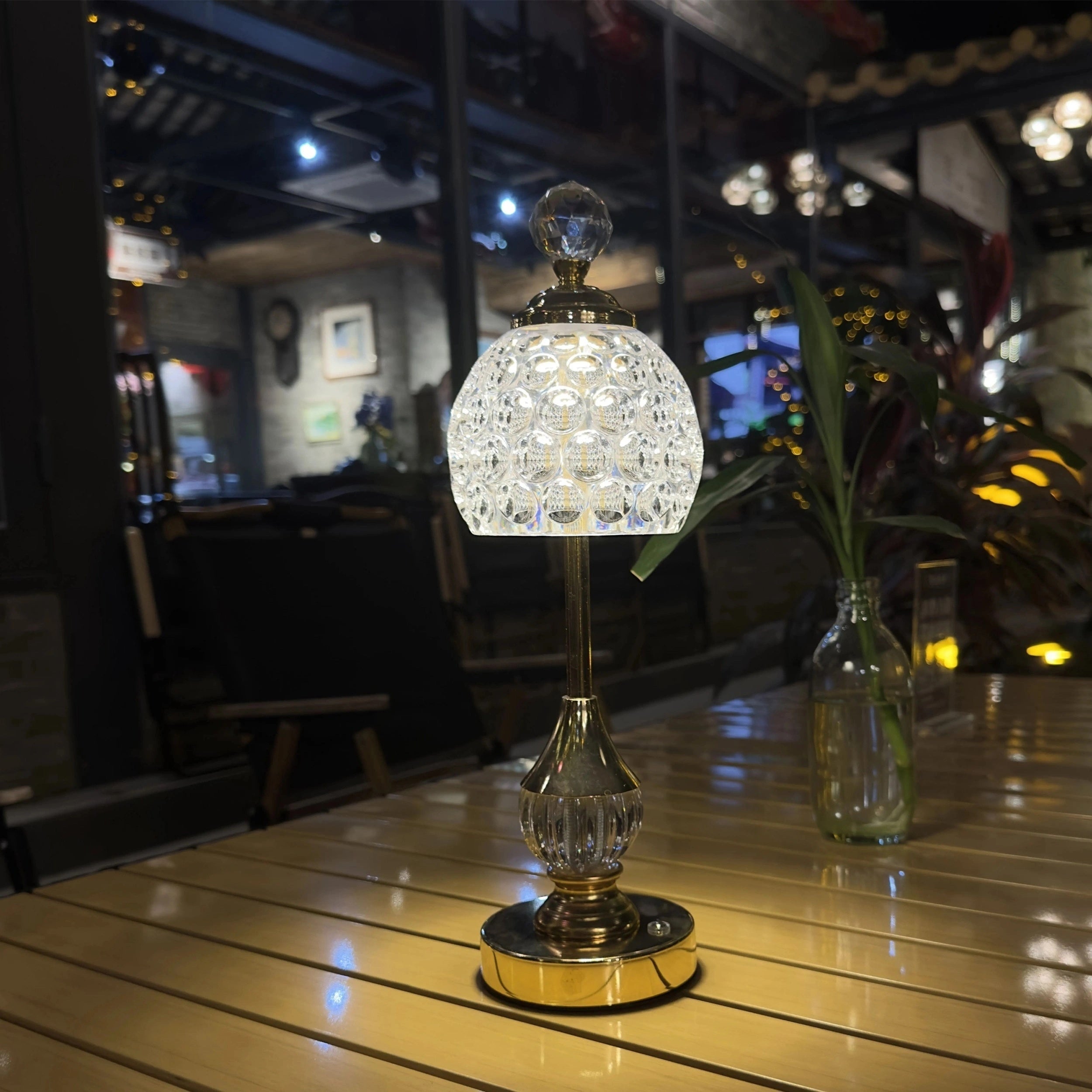 Cielo Crystal Touch Table Lamp | Rechargeable LED, Polished Gold