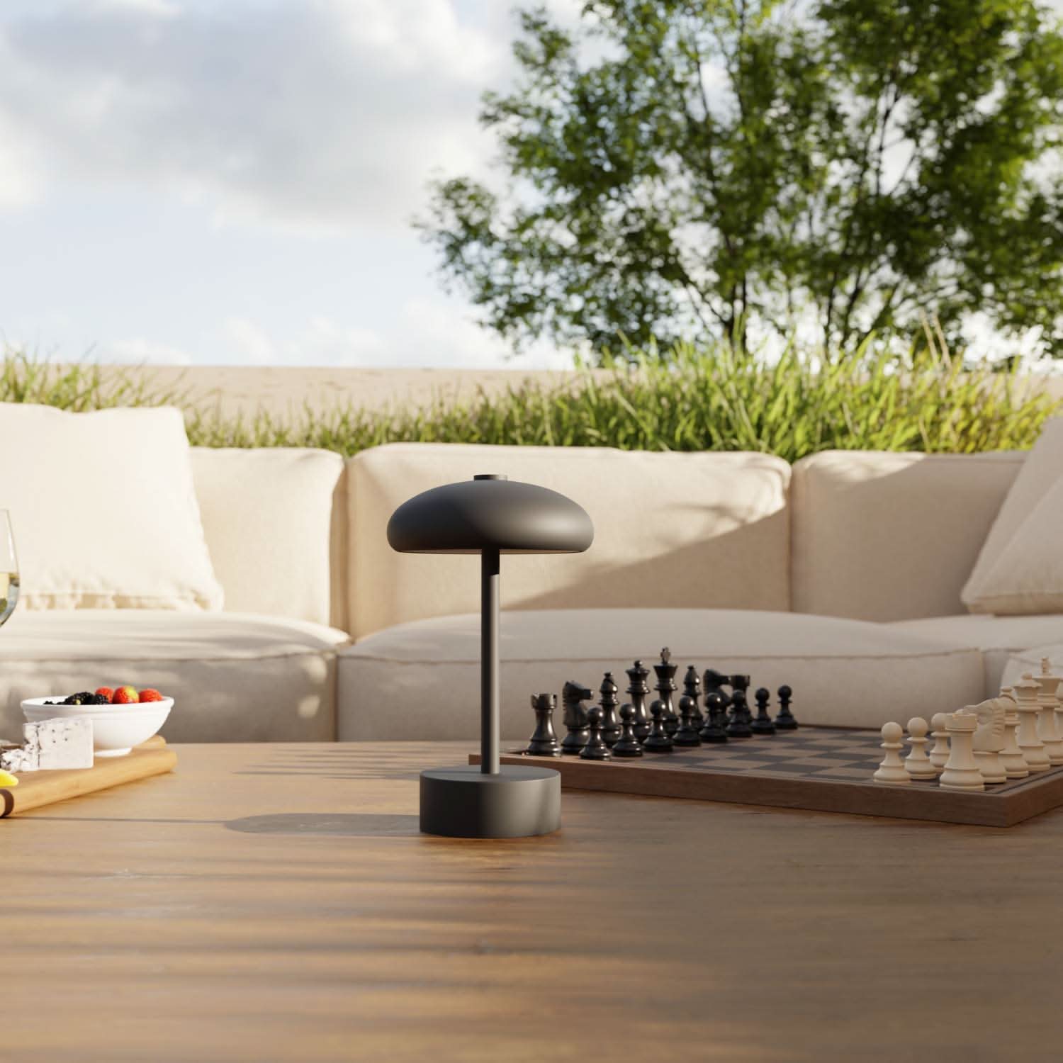 Elaro Battery Table Lamp | Modern Mushroom Design, Warm White Light